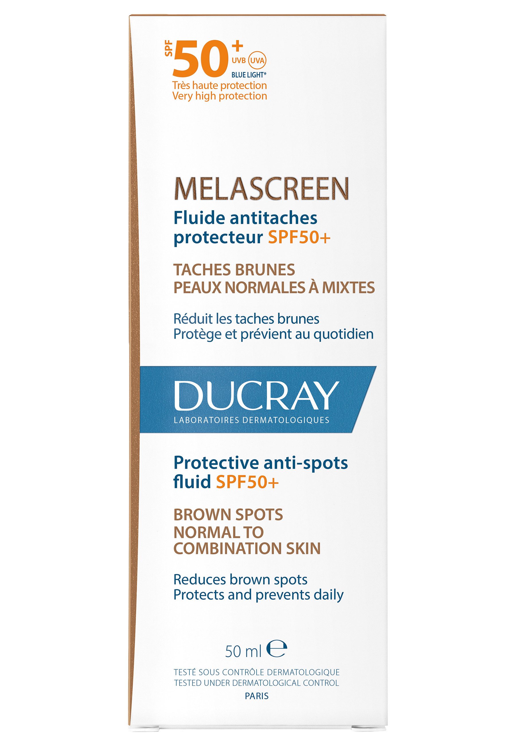 Ducray Gesichtsfluid MELASCREEN Fluid LSF50+ gegen Pigmentflecken -, 1-tlg., Anti-Aging