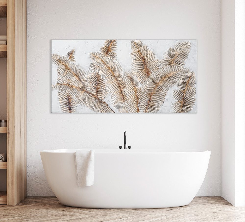 ArtUniverse Gemälde Leinwandbild Blätter im Wind 70 x 140 cm, Naturmotiv