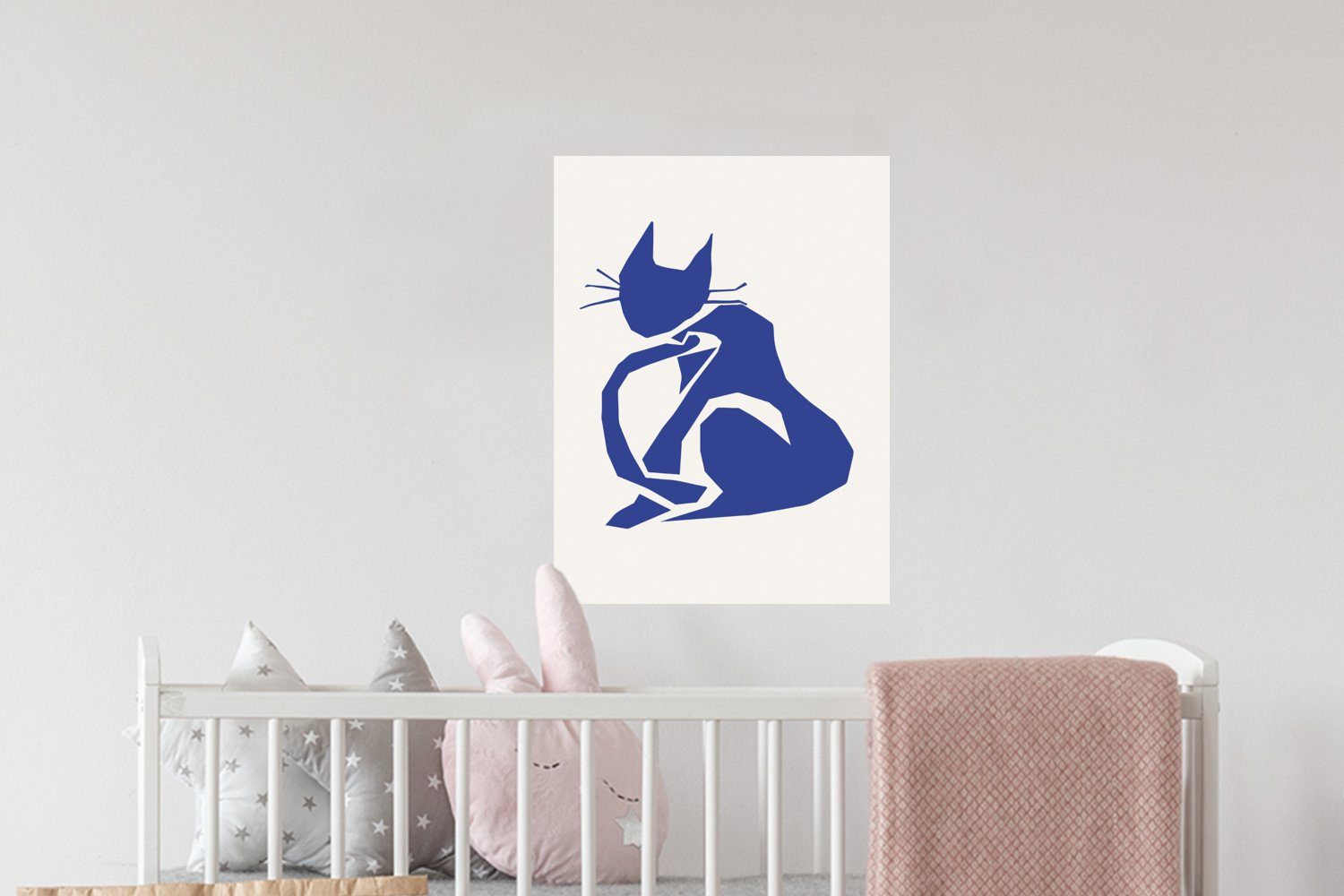 Matisse - Wohnzimmer, Haustiere - Katze Wandsticker Blau - (1 Wandtattoo, Selbstklebend, St), Wandaufkleber, MuchoWow Schlafzimmer