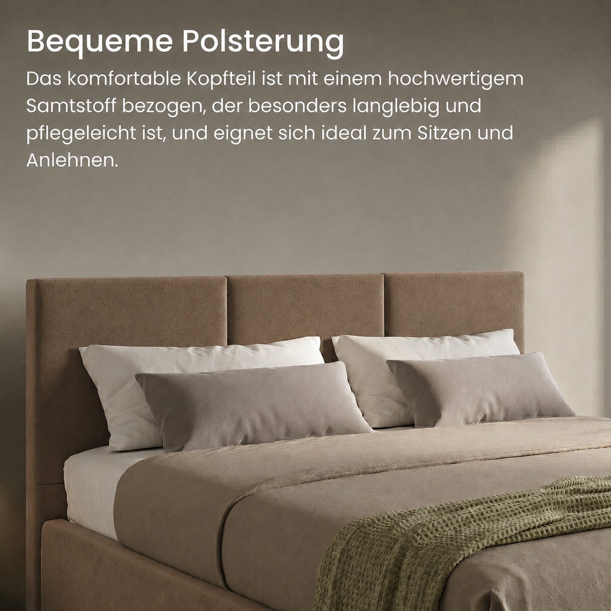 Home Collective Polsterbett Bett Doppelbett Bettgestell mit Lattenrost & Stauraum, mehrere Größen (Größen: 120x200 140x200 160x200 180x200, samtweicher Velourss – Bild 4 von 5
