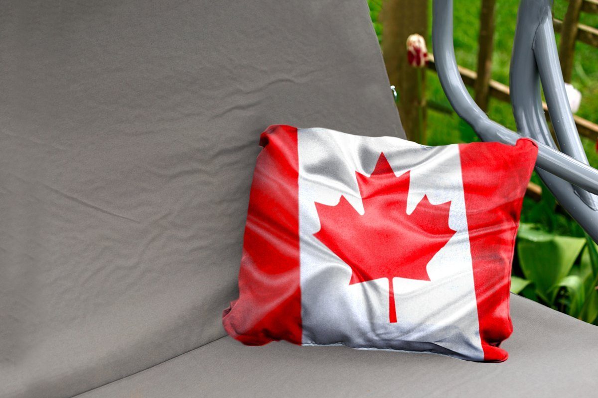 Kanada, von Polyester, Dekokissenbezug, Outdoor-Dekorationskissen, Kissenhülle Dekokissen Nahaufnahme MuchoWow der Flagge