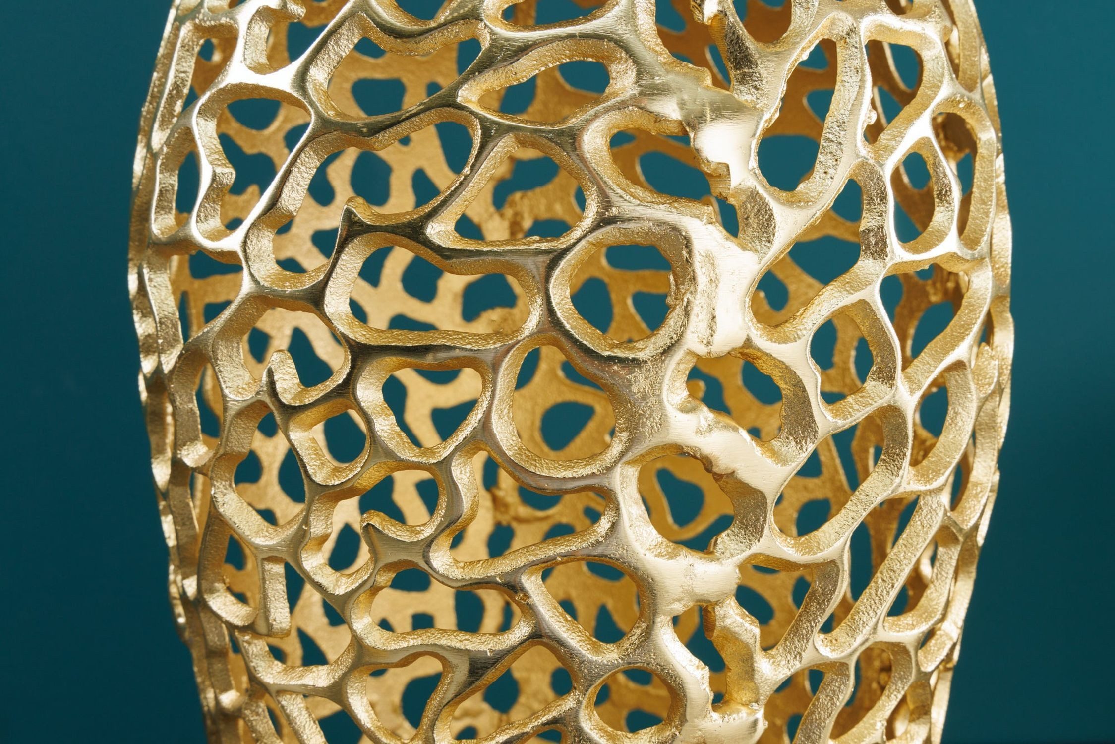 Licht-Erlebnisse Dekovase PAULA, Metall groß H: 64 cm Ø 26 cm in Gold Handarbeit dekorativ – Bild 4 von 5
