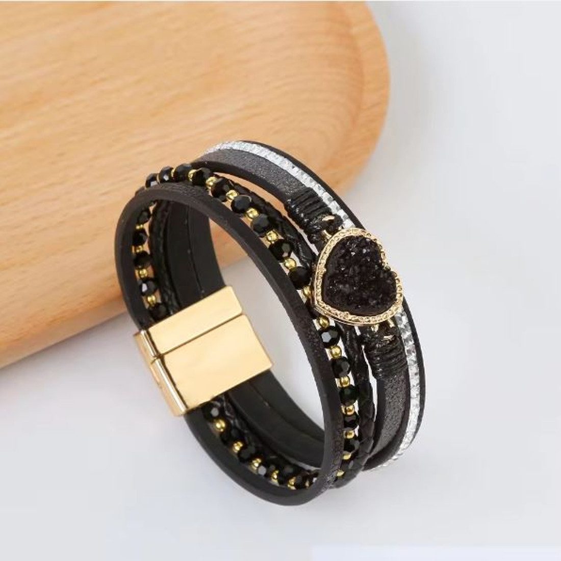 KARMA Lederarmband Damenarmband mit Herz Wickelarmband günstig online kaufen