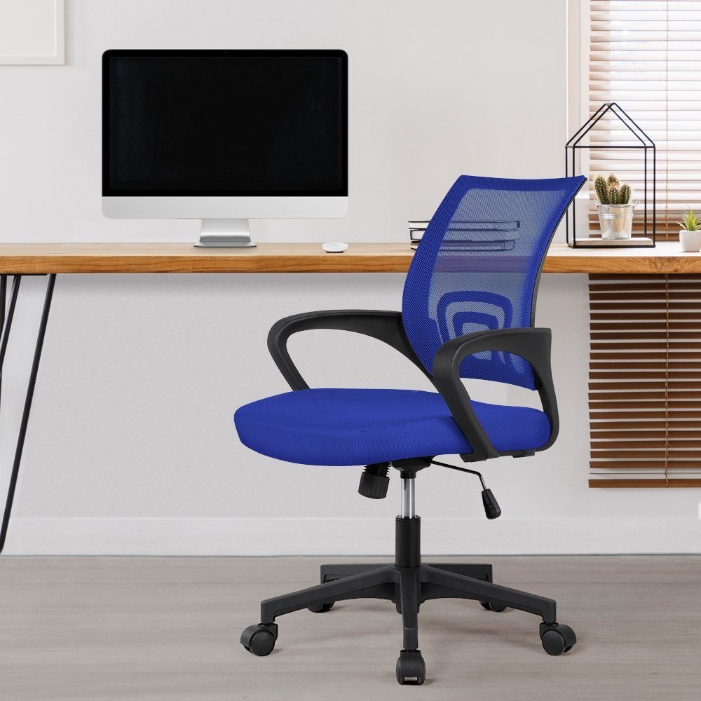 Blau Bürostuhl, mit Yaheetech Schreibtischstuhl ergonomischer Netzrückenlehne