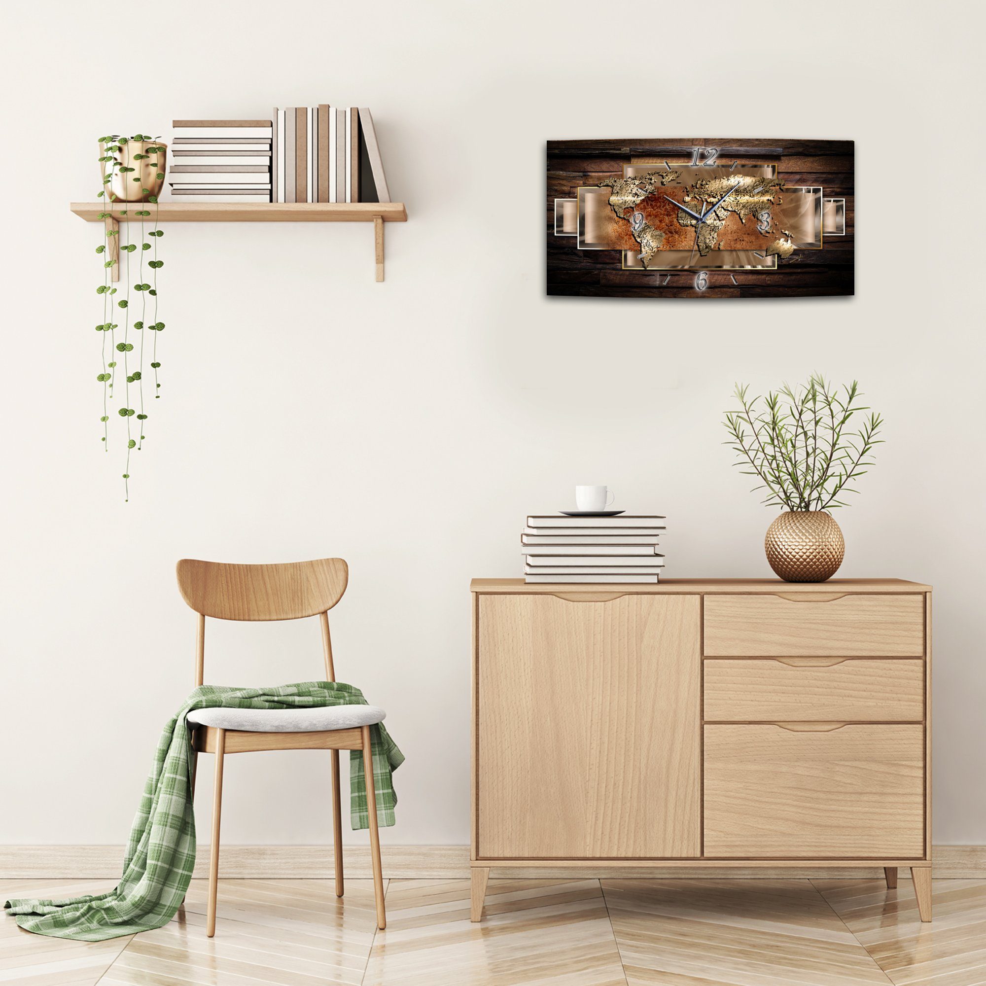 Bilder-Manufaktur Wanduhr BM-7889-1 (BM, Funkuhr oder Quarzuhr, kein Ticken, lautlos, geräuschlos, gross)