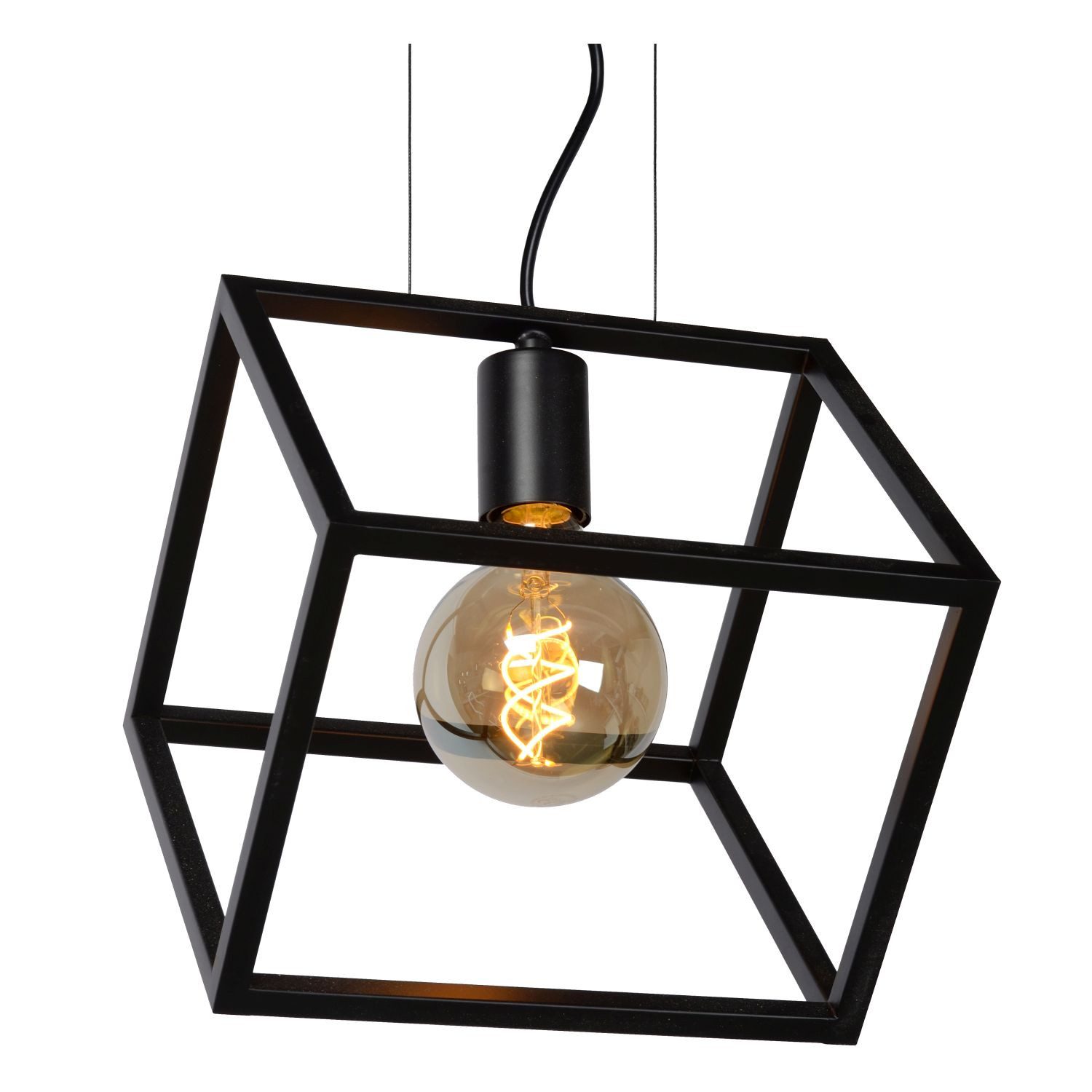 Licht-Erlebnisse Pendelleuchte NAVIR, ohne Leuchtmittel, Metall H: max. 161 cm Schwarz E27 eckig Retro