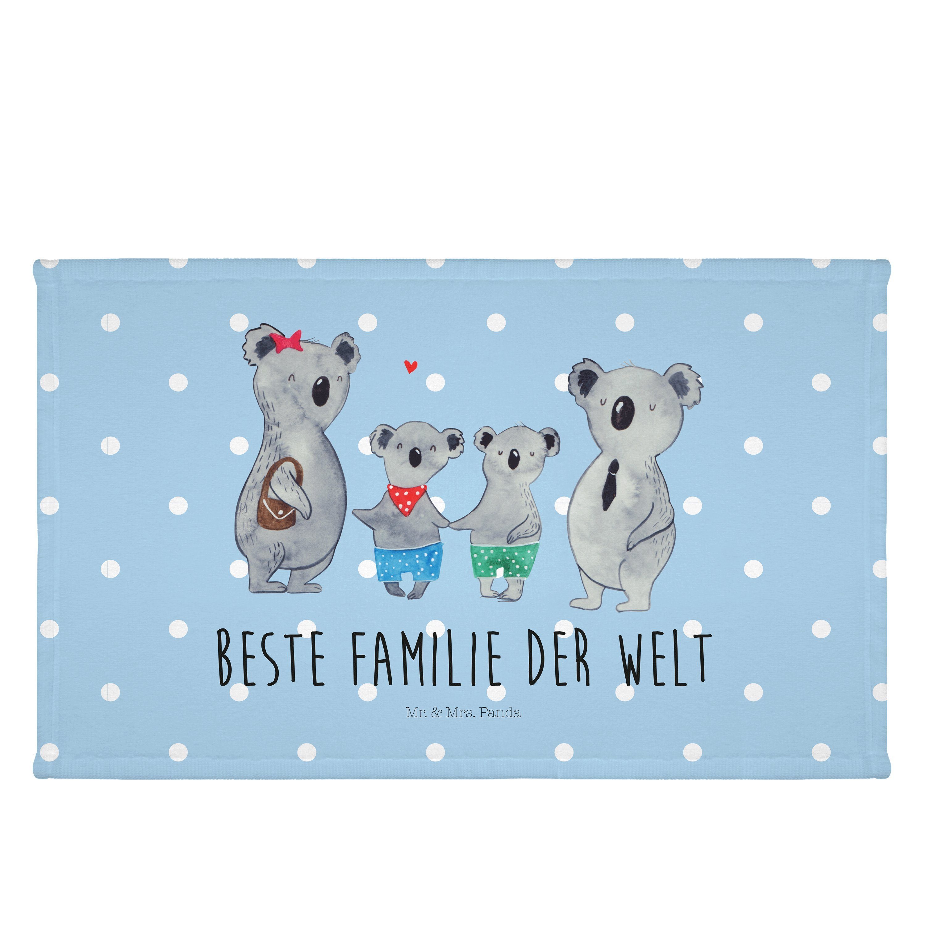 Mr. & Mrs. Panda Handtuch Koala Familie zwei - Blau Pastell - Geschenk, Schwester, Lieblingsfam, (1-St)
