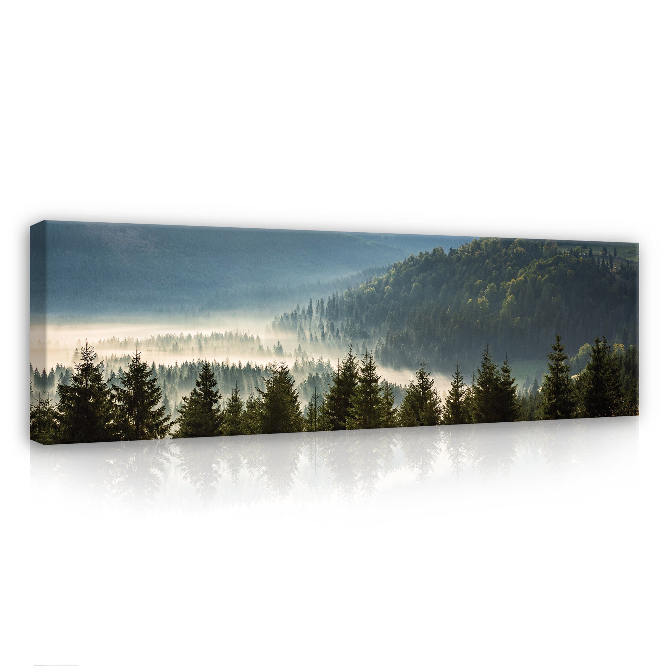 Wallarena Leinwandbild Berge Natur Landschaft Wandbild XXL Leinwandbilder Modern 145x45 cm, Natur (Einteilig, 1 St), Leinwandbild Leinwand Bilder Bild Groß Aufhängefertig