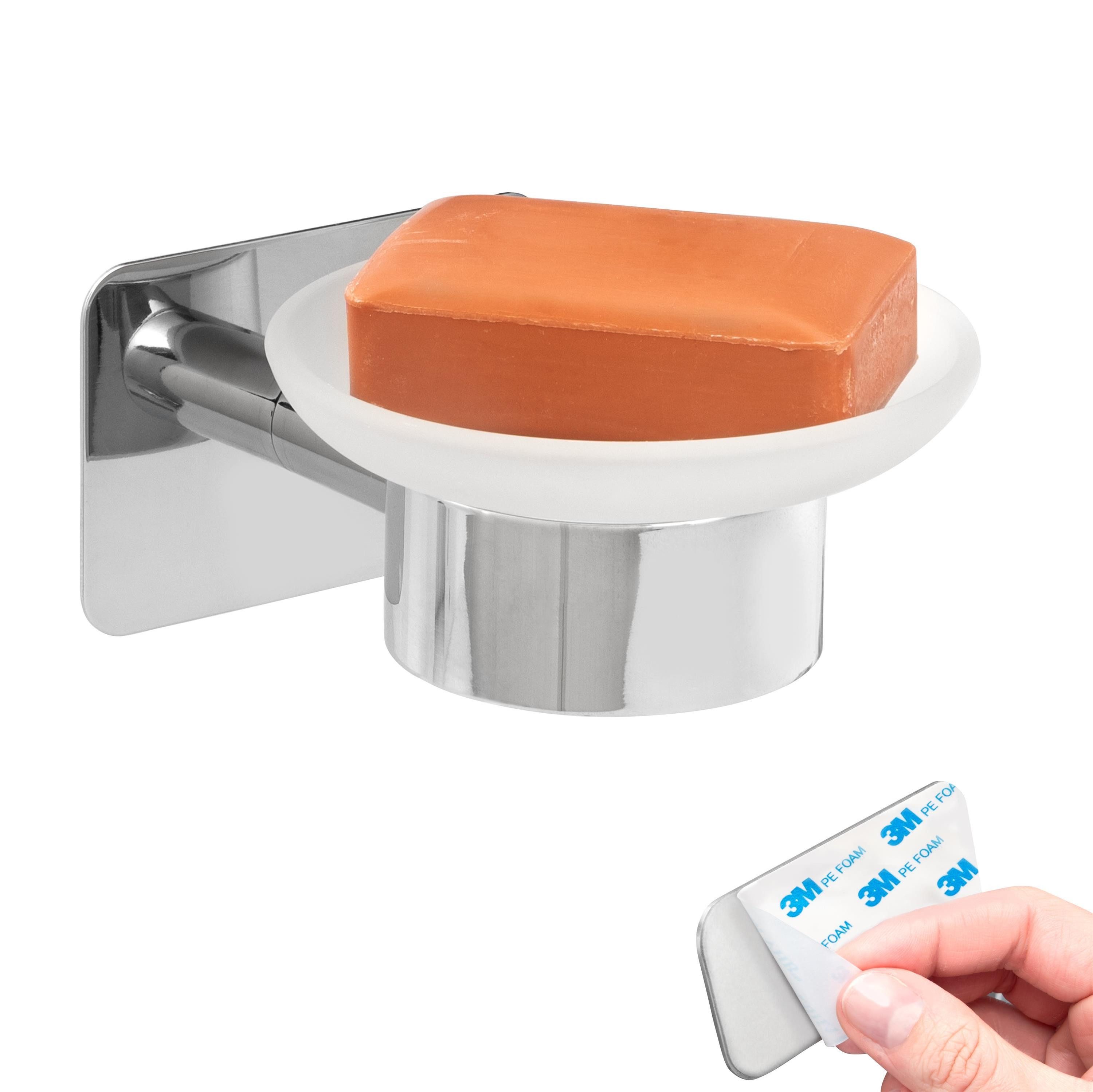 bremermann Seifenschale Bad-Serie LUCENTE TAPE - mit Klebepad, verchromt