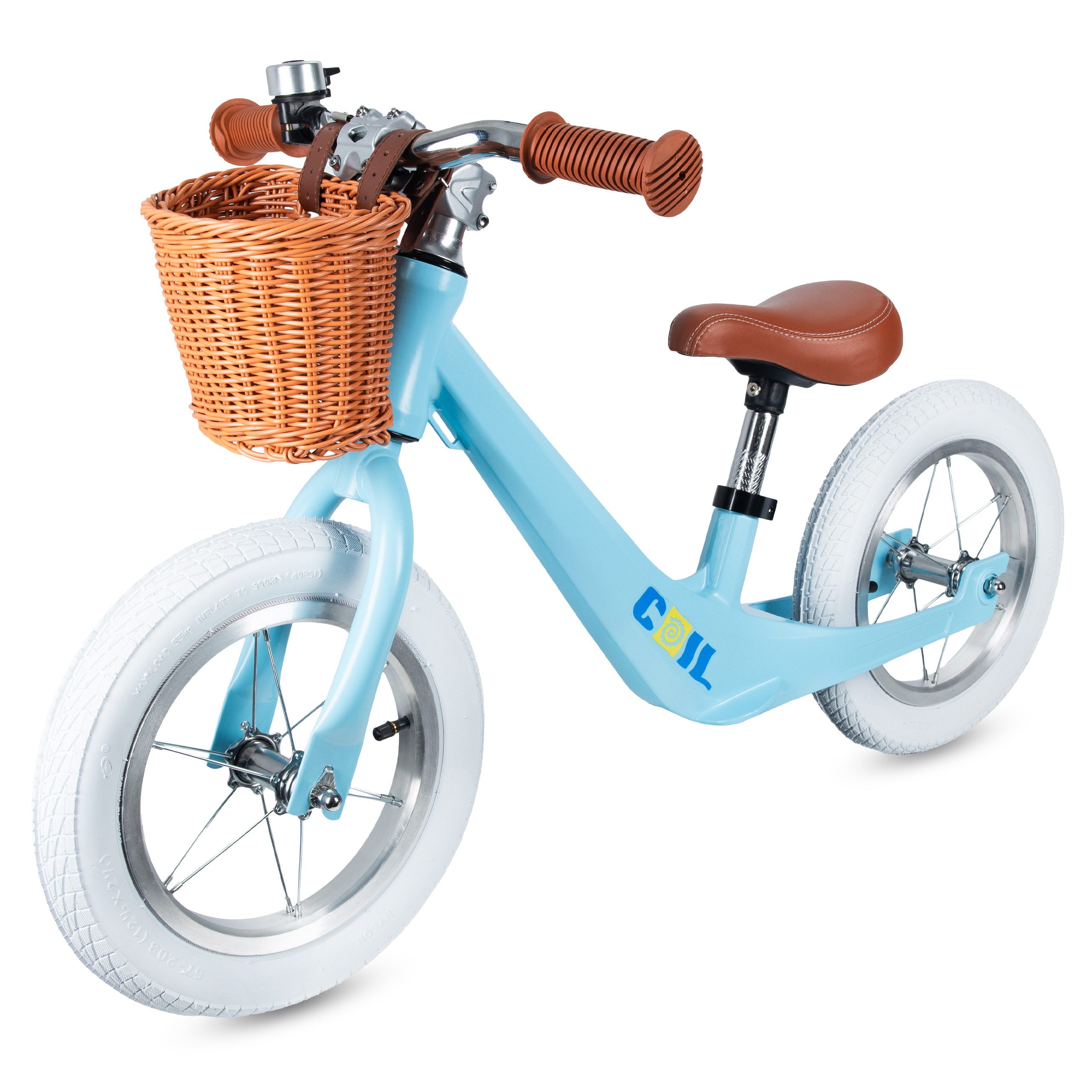 COIL Fahrrad-Laufrad Lauflernrad, Kinderlaufrad, Rutscher, Balance Bike (ab 2 Jahren und bis 30 kg), Rahmen aus Magnesiumlegierung, 12-Zoll-Lufträder, Korb, Kli – Bild 2 von 5