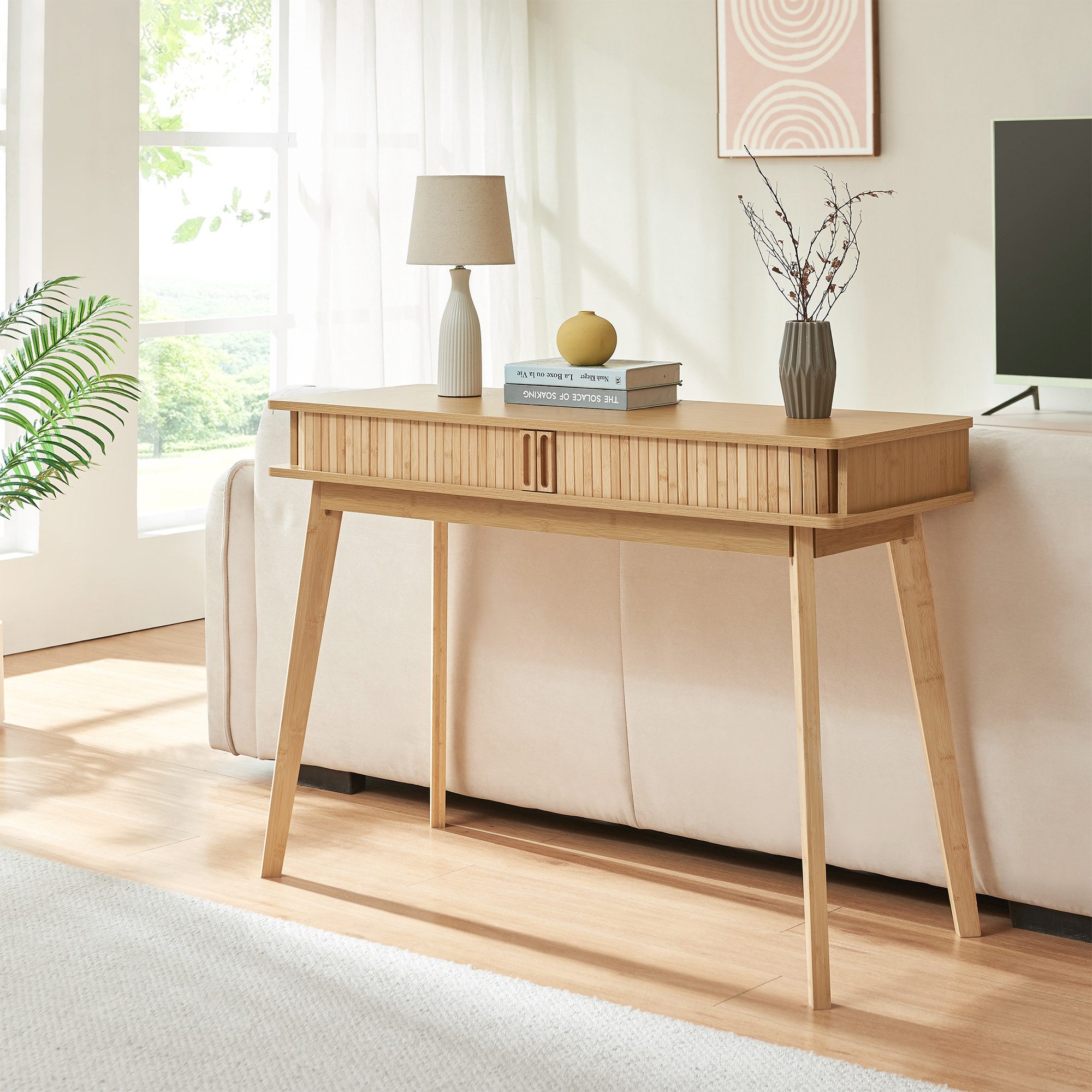 en.casa Konsolentisch, »Tysvær« mit 2 Türen 110 x 40 x 78 cm Bambus