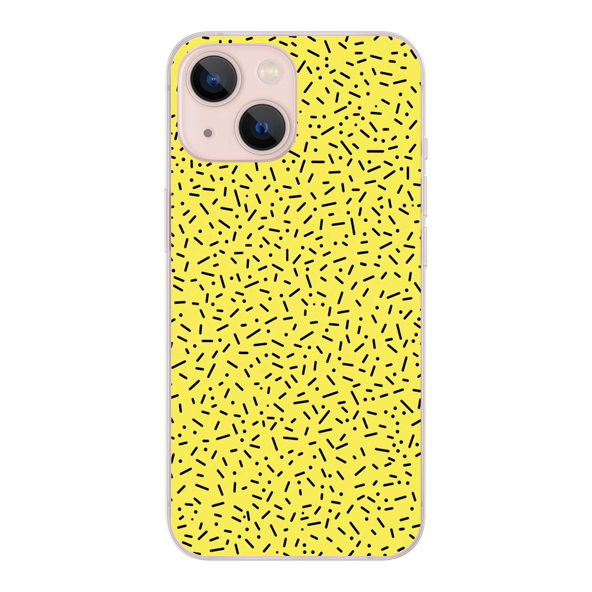 MuchoWow Handyhülle für Apple iPhone 13 Spiele - Punkte - Streifen - Gelb, Smartphone-Bumper, Print, Handy Schutzhülle Dünn