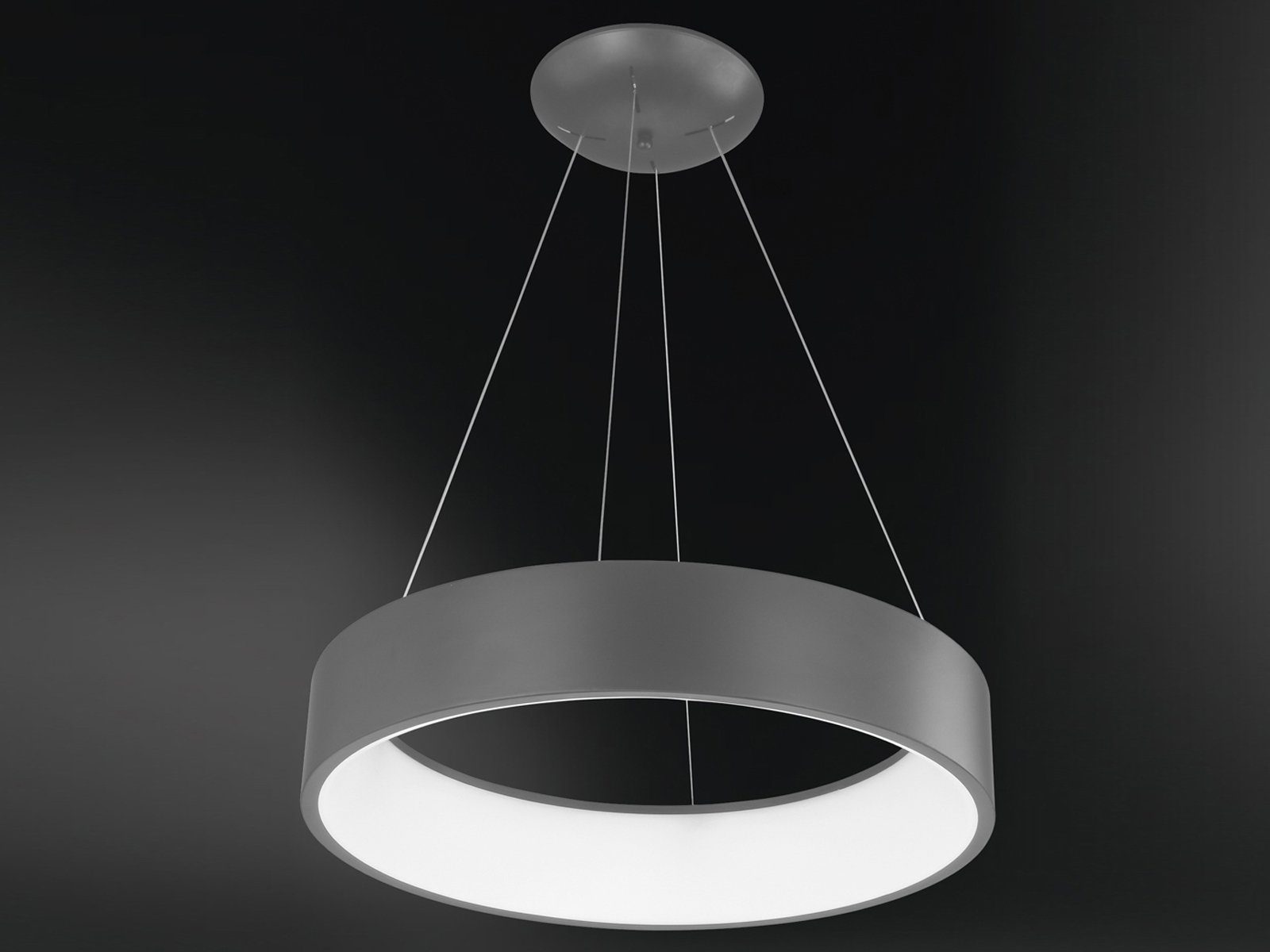 WOFI LED Pendelleuchte, LED fest integriert, Warmweiß, Esstisch groß, Ring-Lampen hängend Wohnzimmer Galerie, grau, Ø 45cm