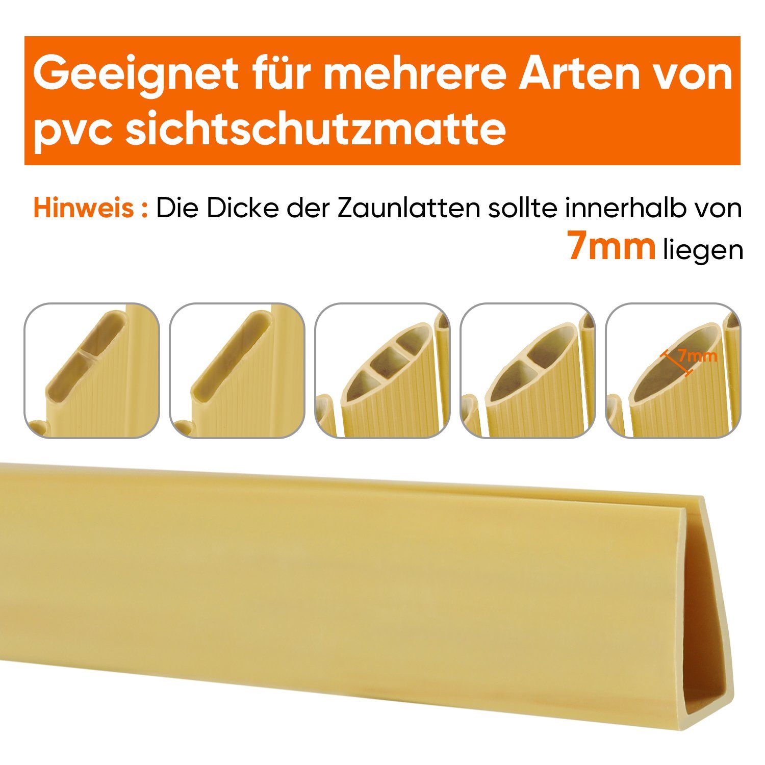 Sekey Balkonsichtschutz PVC Abschlussleiste Abdeckprofil für