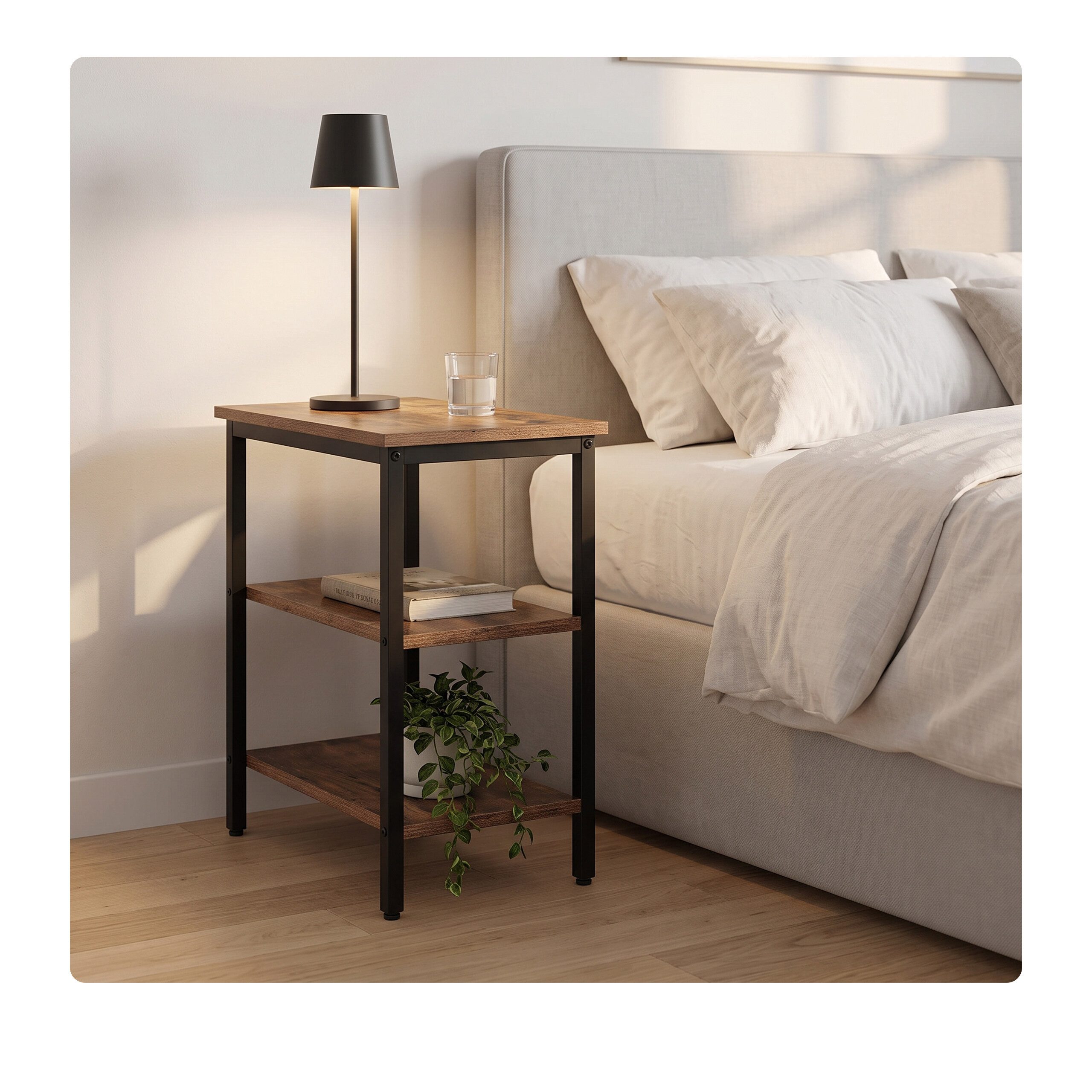 relaxdays Beistelltisch 3 Ebene, Vintagebraun