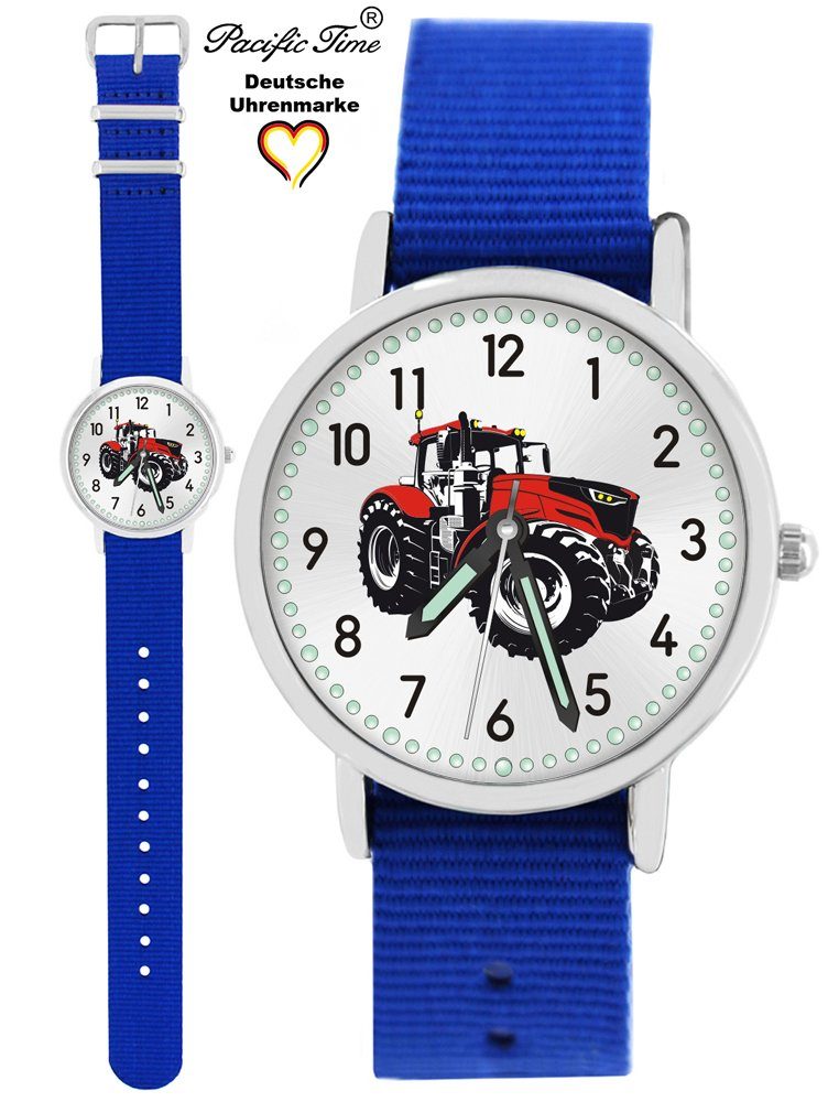 Pacific Time Quarzuhr Kinder Armbanduhr Traktor rot Wechselarmband, Mix und Match Design - Gratis Versand