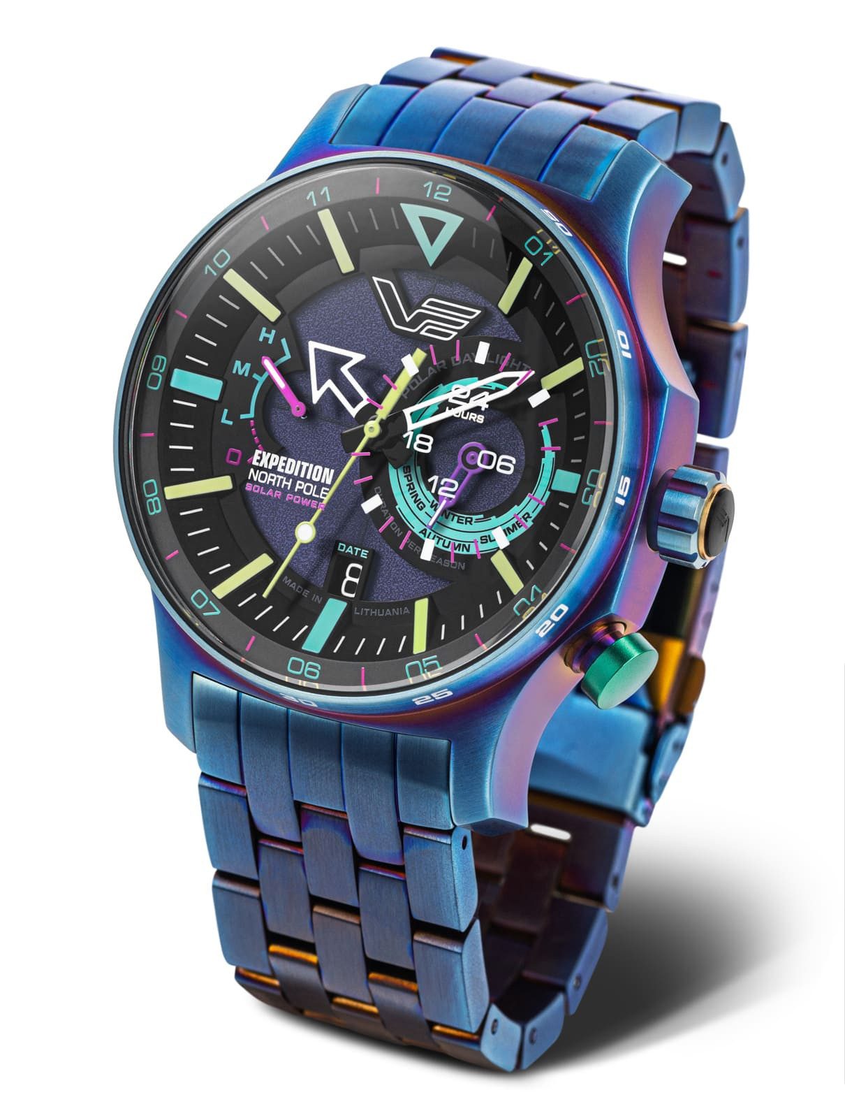 Vostok Europe Solaruhr Herrenuhr 595D737-B Rainbow Edelstahl 47 mm