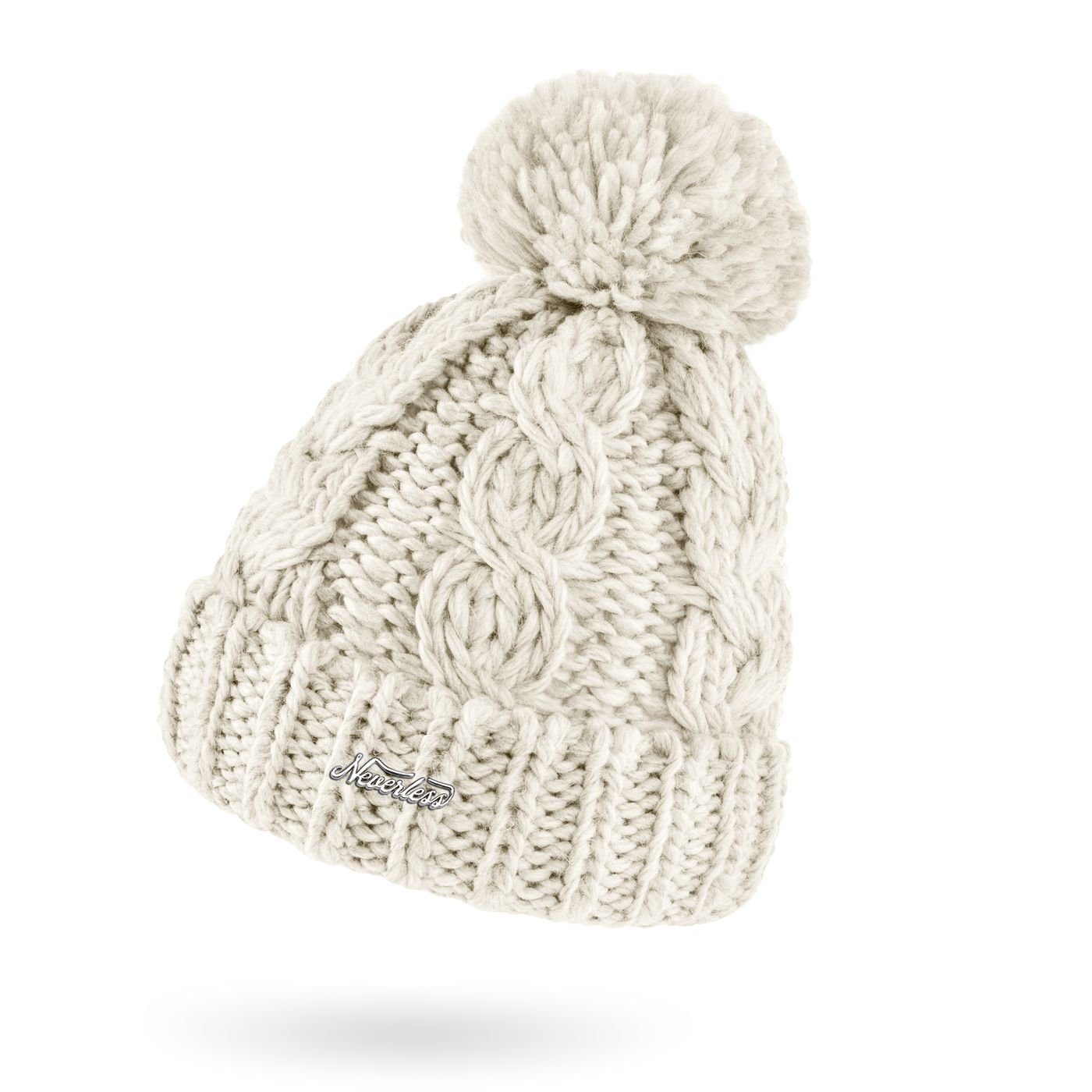 Neverless Bommelmütze Damen Mütze Grobstrick Strick-Bommel günstig online kaufen