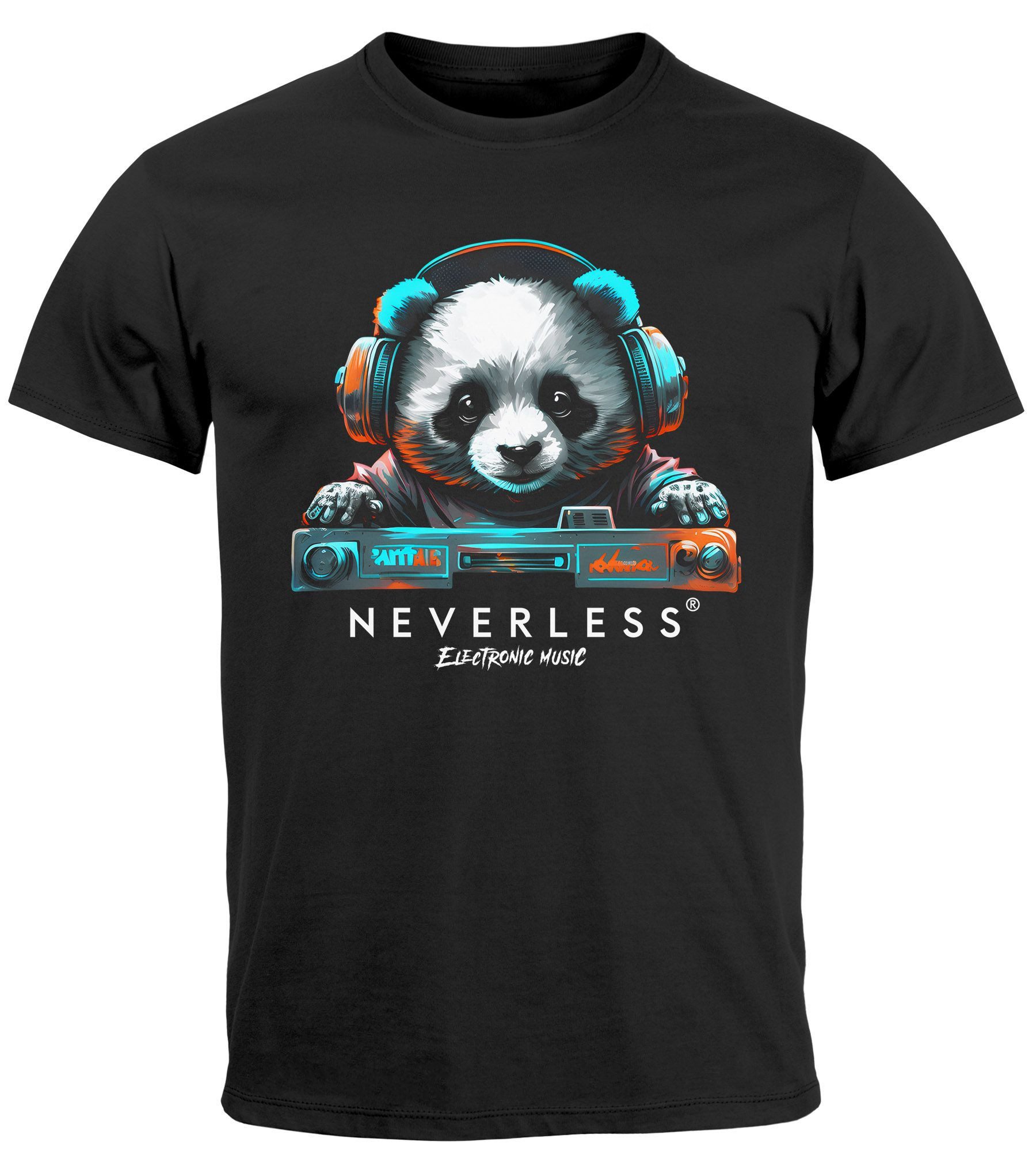 Neverless Print-Shirt Herren T-Shirt Panda Bär günstig online kaufen