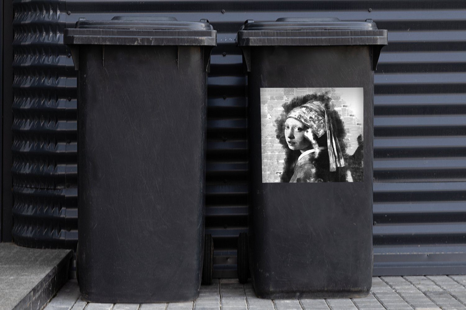 Mülltonne, und Abfalbehälter Vermeer MuchoWow Wandsticker Das (1 Perlenohrring - Johannes St), mit Schwarz Mülleimer-aufkleber, Sticker, Container, Mädchen - dem