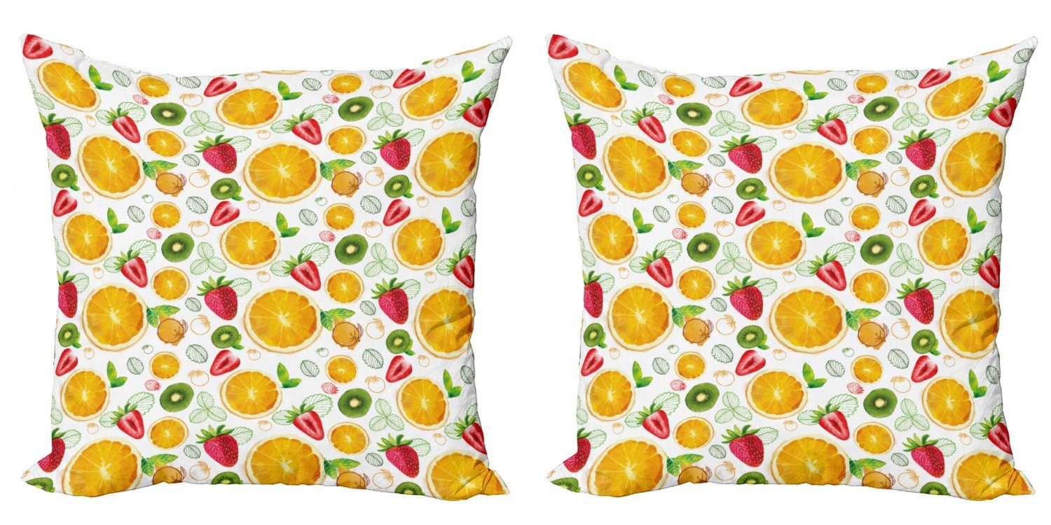 Frische Lemon Abakuhaus Digitaldruck, Modern Kissenbezüge Zitrus Doppelseitiger (2 Stück), Früchte Accent Kiwi