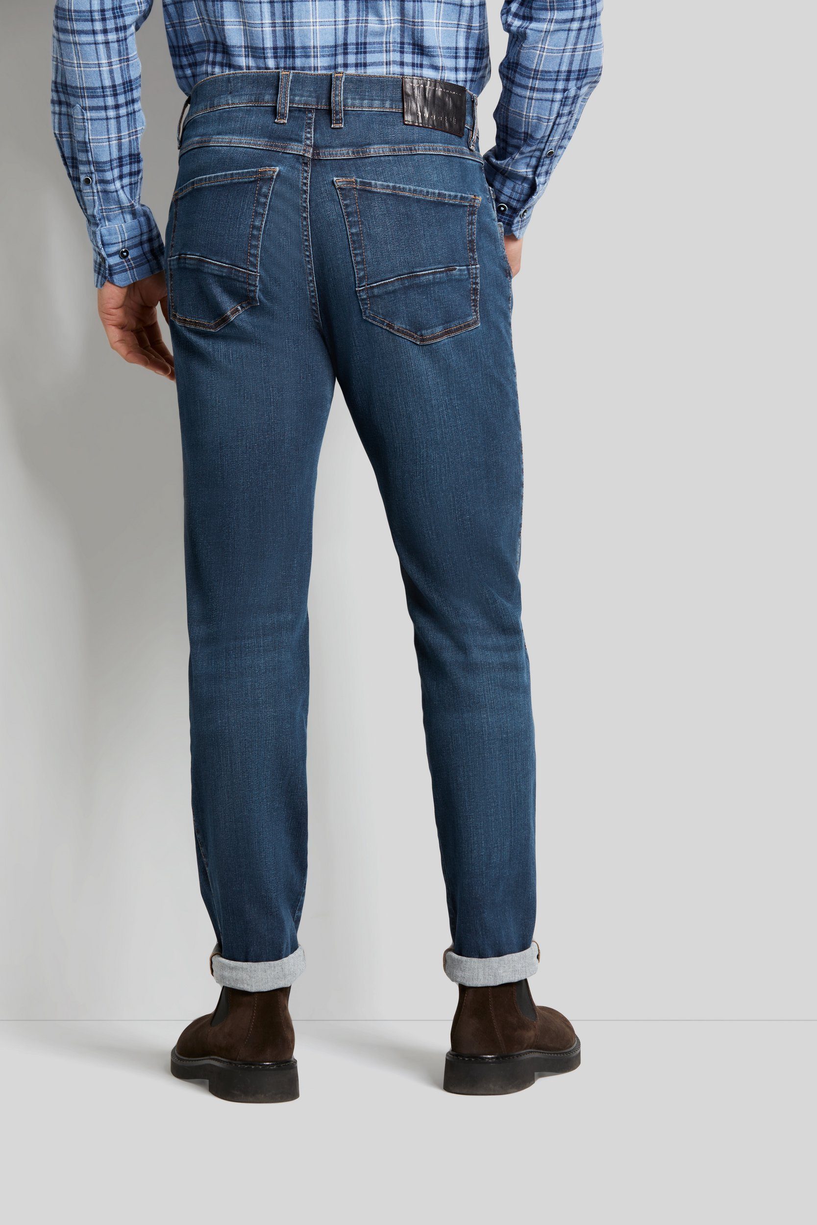 mit 5-Pocket-Jeans Tragekomfort hohem bugatti blau Denim Flexcity