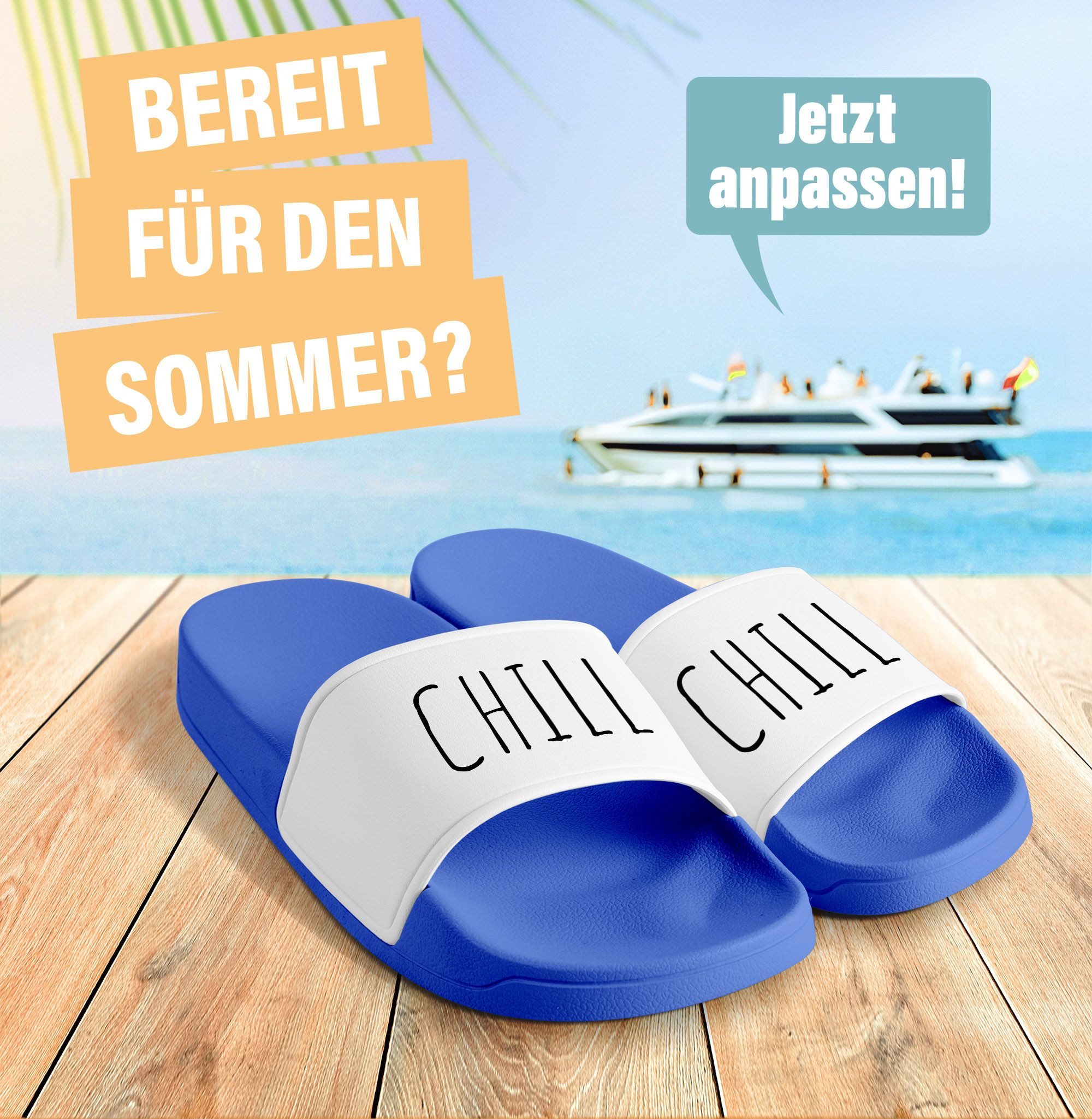 MoonWorks Badeschlappen mit Spruch Lustig Chill günstig online kaufen