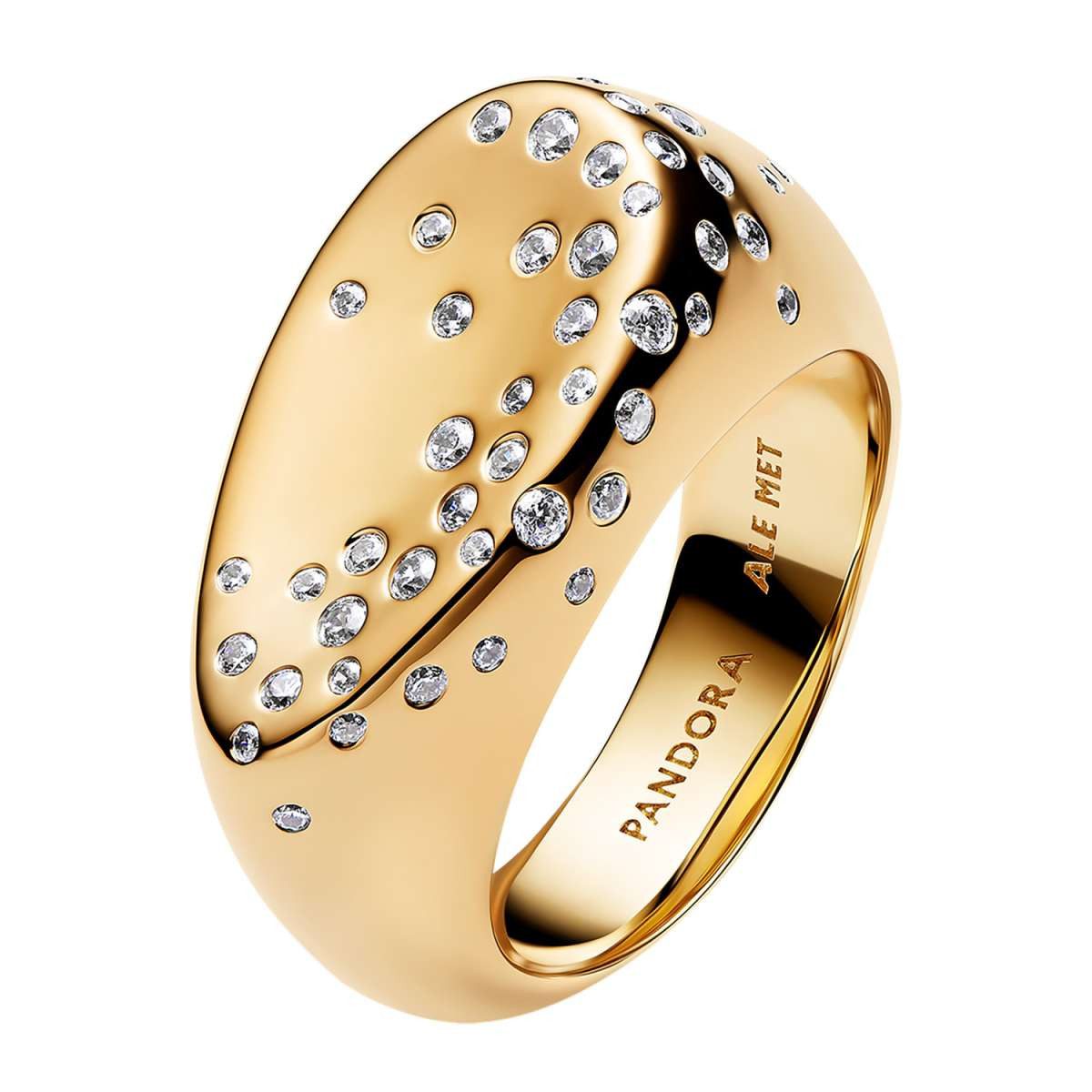 Pandora Siegelring 164671C01, Ring für Damen Ovaler mit Steinbesatz Goldfarben