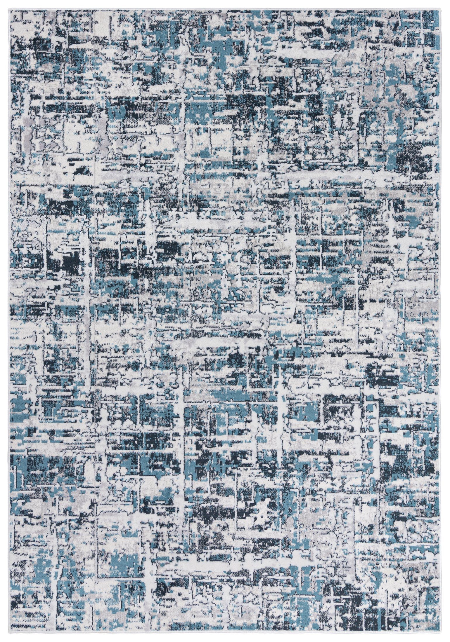 Geeignet Teppich Höhe - x Vintage 9 - Blau Abstrakt Modern Fußbodenheizung, kurzflor, 100 für Designteppich mm, Wohnzimmer, 60 Muster Mazovia, Kurzflor cm,