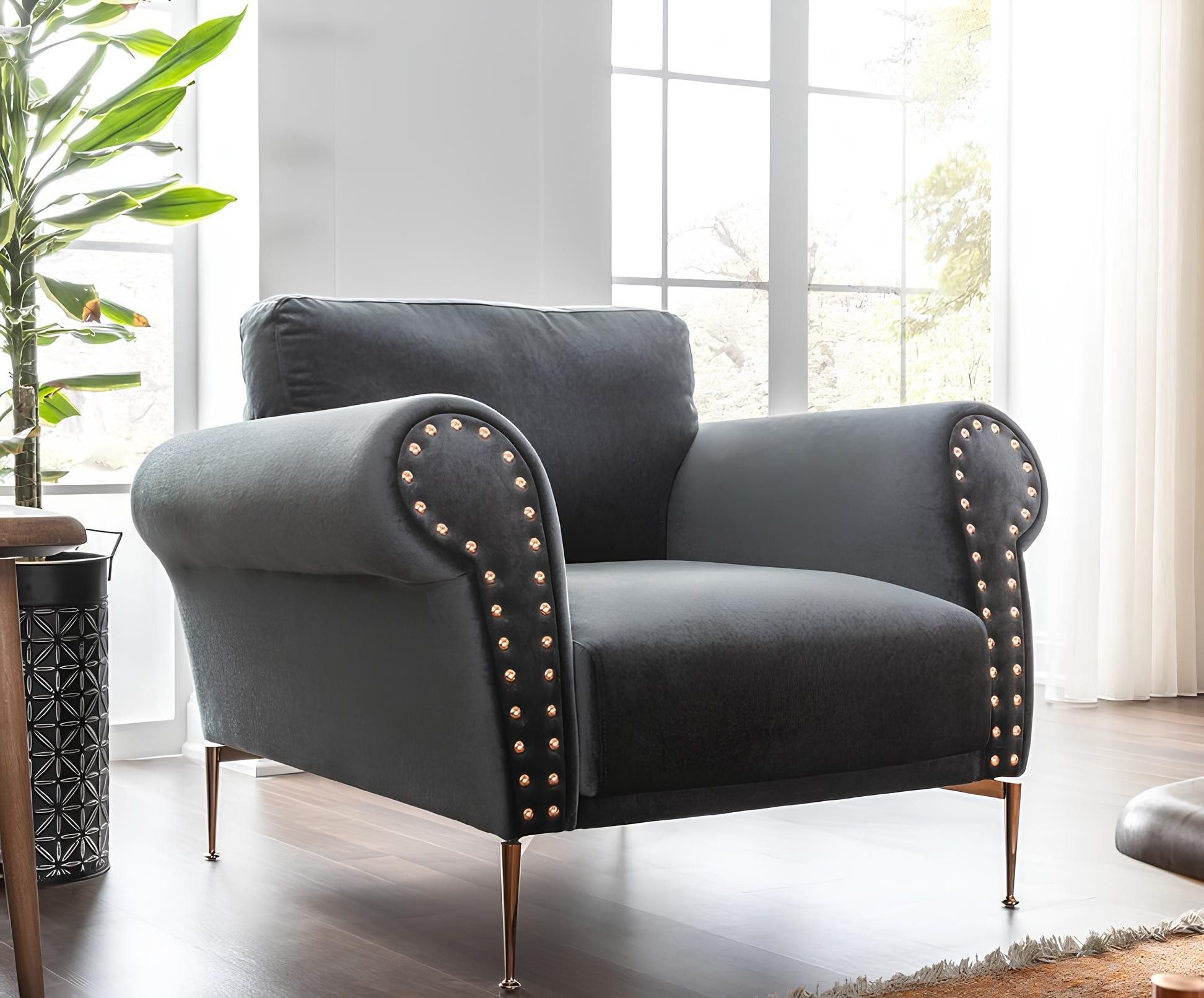 Sessel Cocktail Modern Design Blau Stoff Sitz