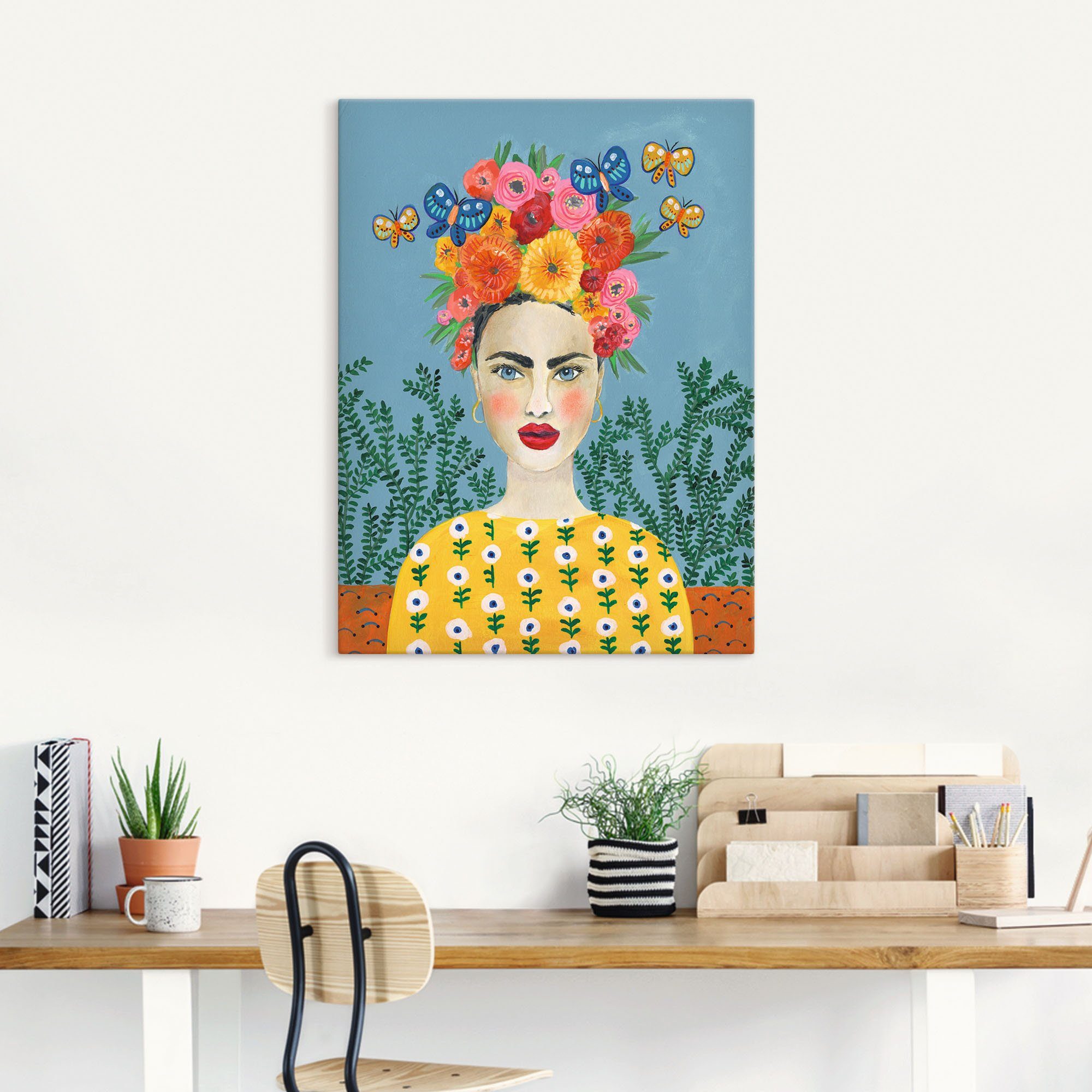 Artland Leinwandbild Frida-Kopfschmuck I, Bilder von Frauen (1 St), auf Holzrahmen gespannt