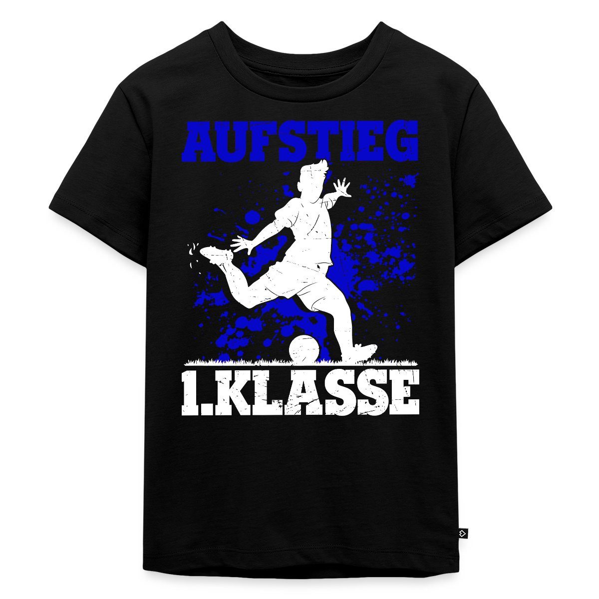 Spreadshirt T-Shirt Aufstieg 1. Klasse Schulanfang Fußball Blau Kinder Premium T-Shirt (1-tlg)