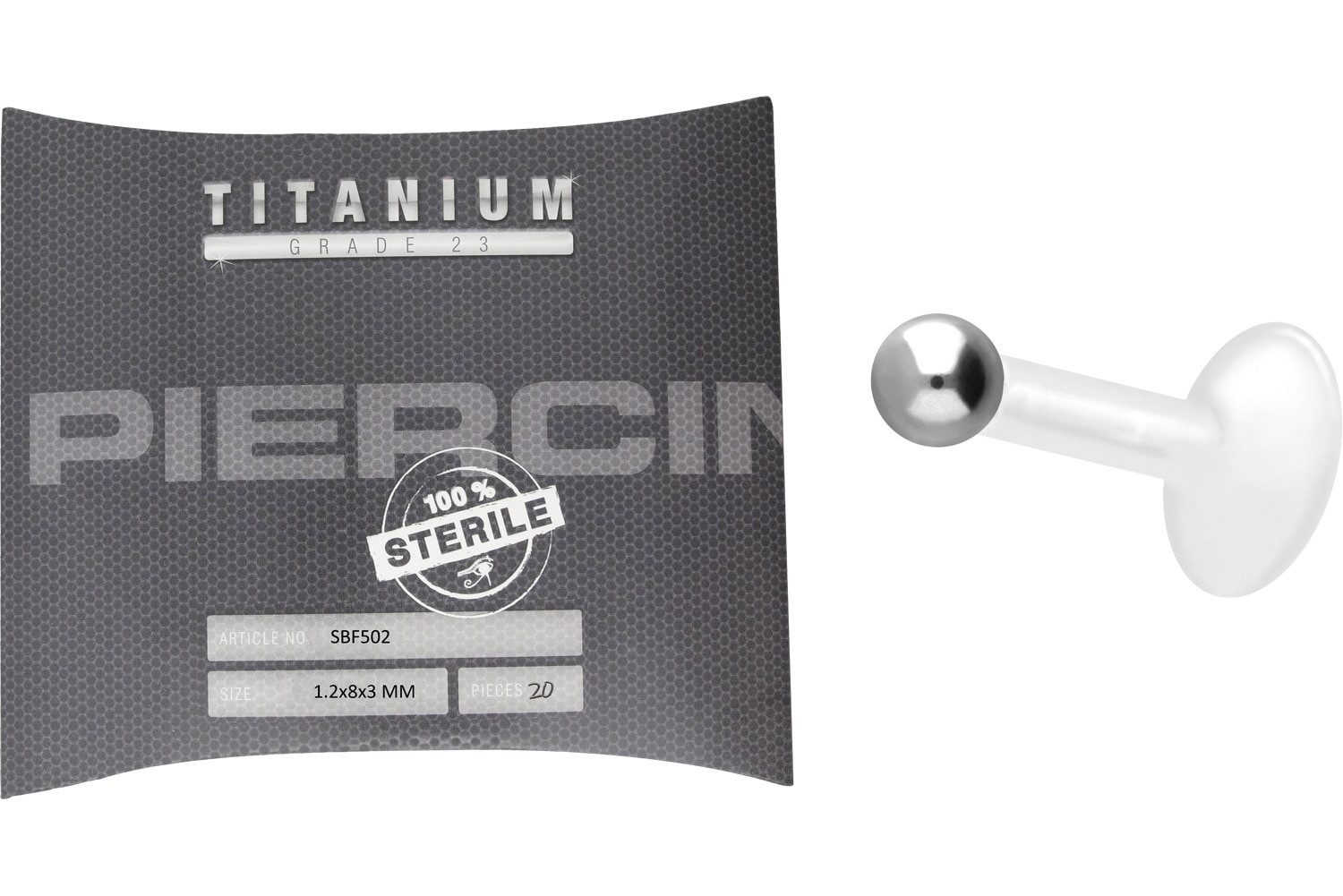 PIERCINGLINE Piercing-Set Sterilisiertes PMFK Labret + TITAN-KUGEL (Labrets, 1-tlg)