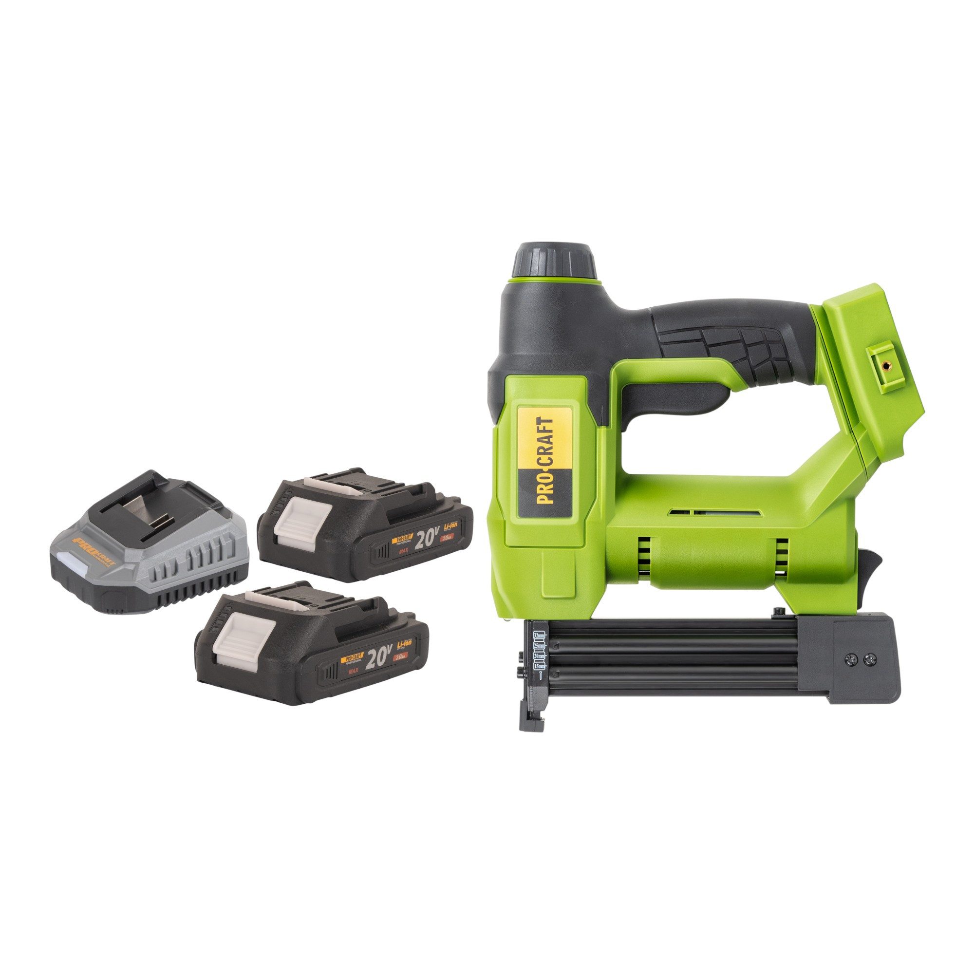 PRO CRAFT Nagler PEH20 Akku Tacker 20 V 15 - 32 mm + 2x Akku 2,0 Ah + Ladegerät