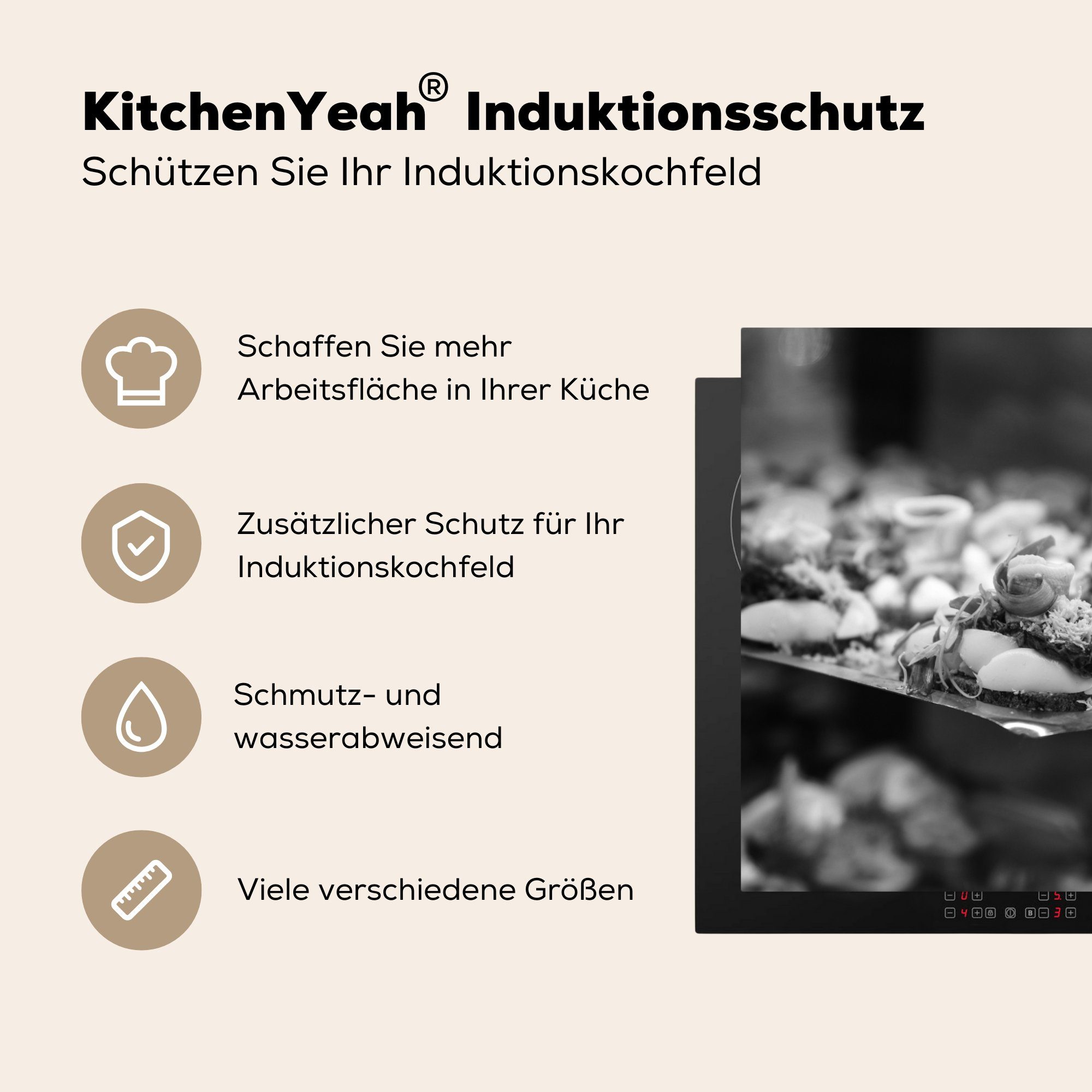Ceranfeldabdeckung, für tlg), küche Vinyl, - Dänemark Weiß Arbeitsplatte Herdblende-/Abdeckplatte cm, Küche, 78x78 - Schwarz MuchoWow - (1