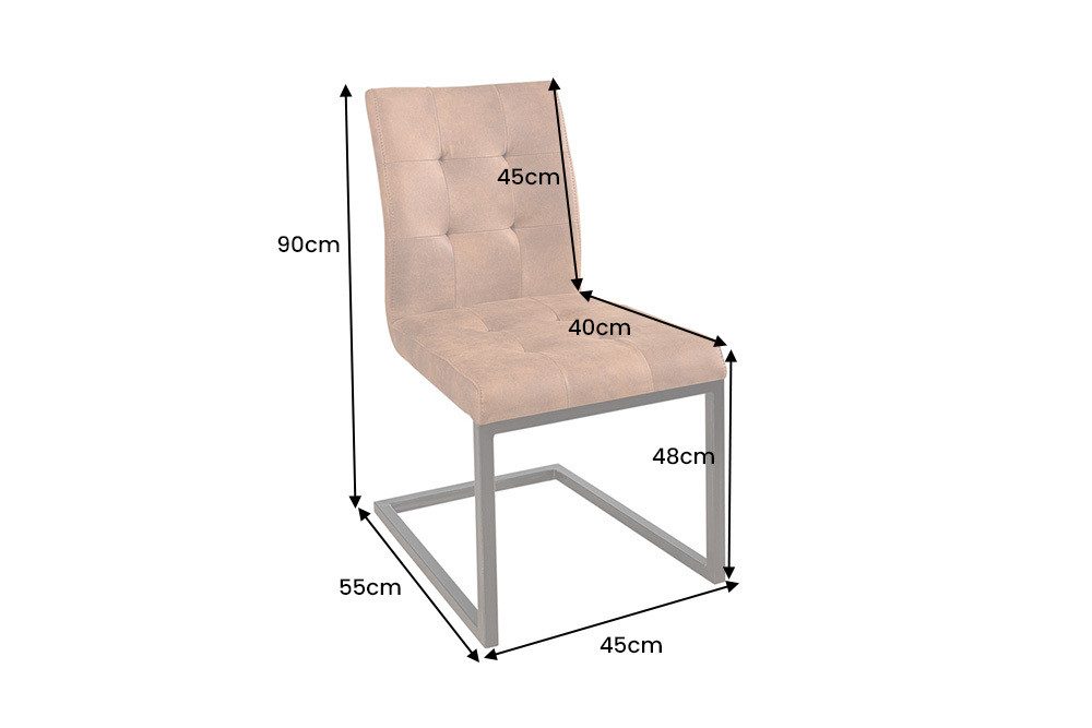 riess-ambiente Freischwinger OXFORD vintage braun / schwarz, Esszimmer · Microfaser · Metall · Industrial Design