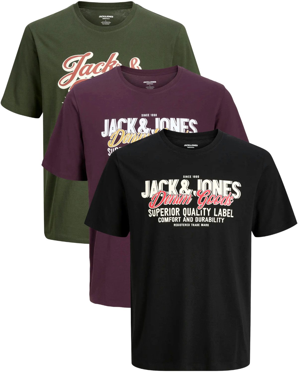 Jack & Jones PlusSize Print-Shirt (Spar-Set, 3er-Pack) Big Size Shirt Überg günstig online kaufen