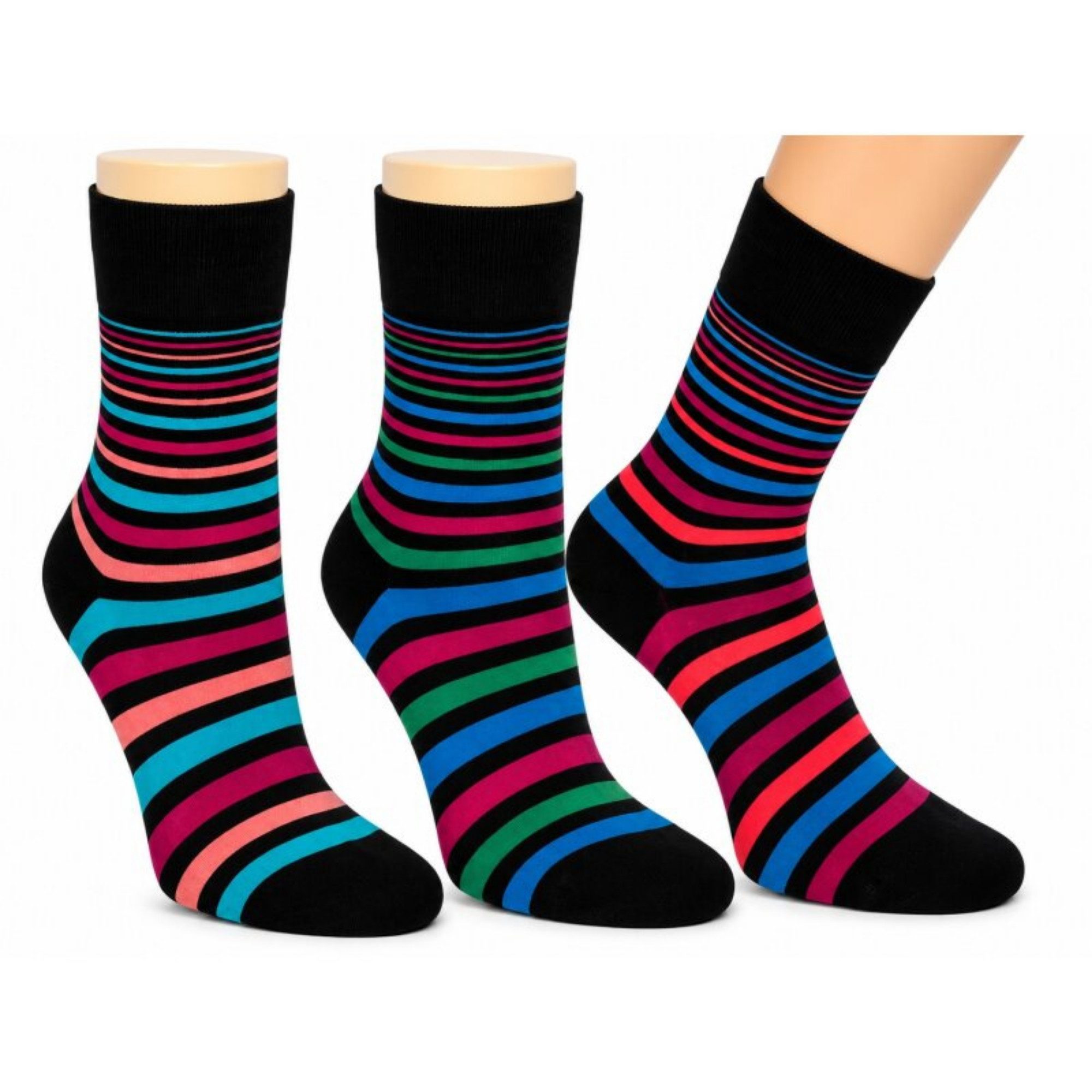 RS Harmony Socken ALMA Bambus Viskose Ringelsocken und Kniestrümpfe (Packung, 6 Paar) Handgekettelte flache Fußspitze, Ferse und Spitze verstärkt