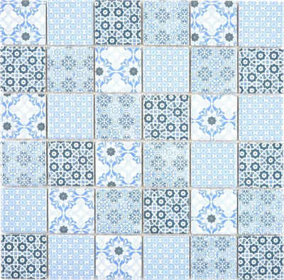 Mosani Mosaikfliesen Keramik Mosaik Fliese blau weiss Mosaikfliese