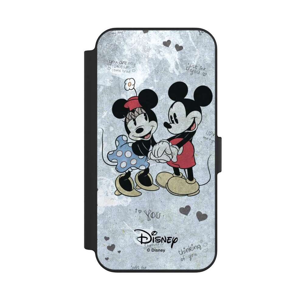 NIVOCASE Handyhülle Disney Vintage Mickey&Minnie In Love, Apple iPhone 13 Klapphülle Handyhülle aus Kunst Leder NIVOflip schwarz