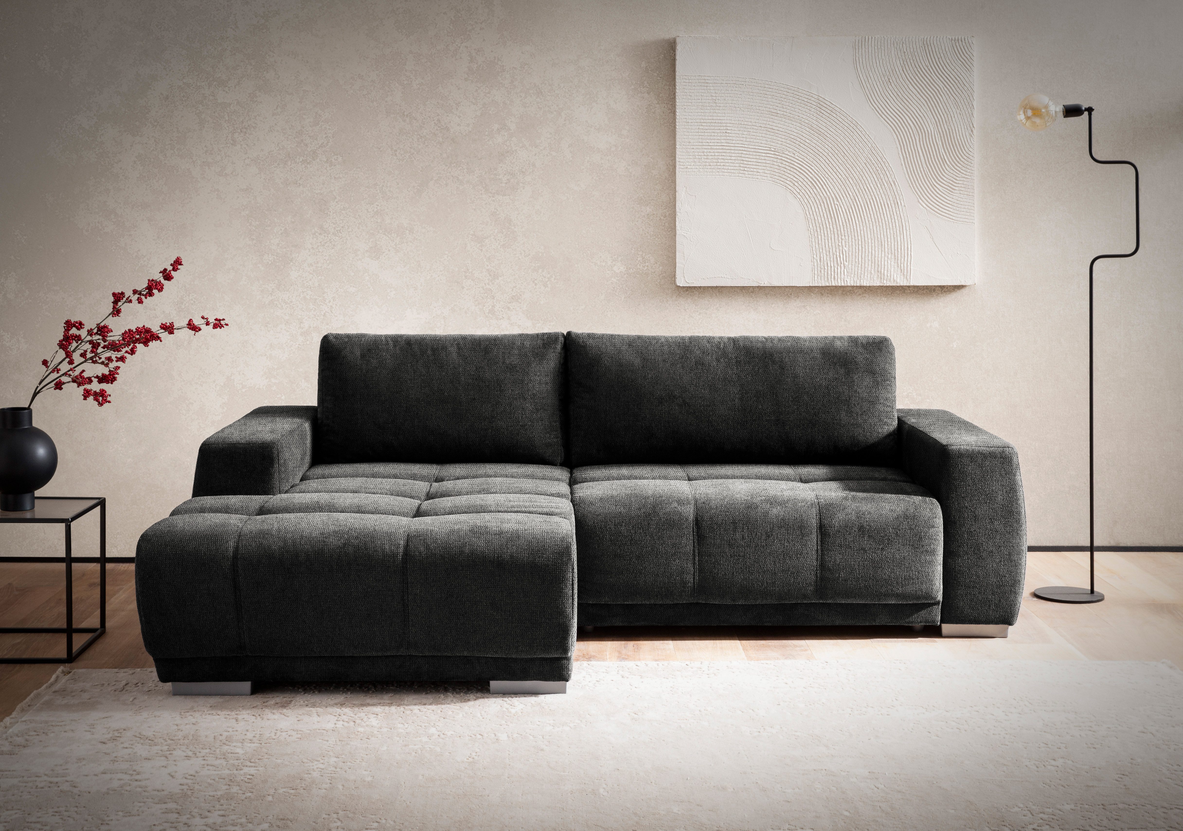 OTTO home Ecksofa Bolero L-Form, B: 241 cm, bequeme Wellenunterfederung, wahlweise, mit Schlaffunktion und Bettkasten, Liegefläche 187x122cm, Gästebett