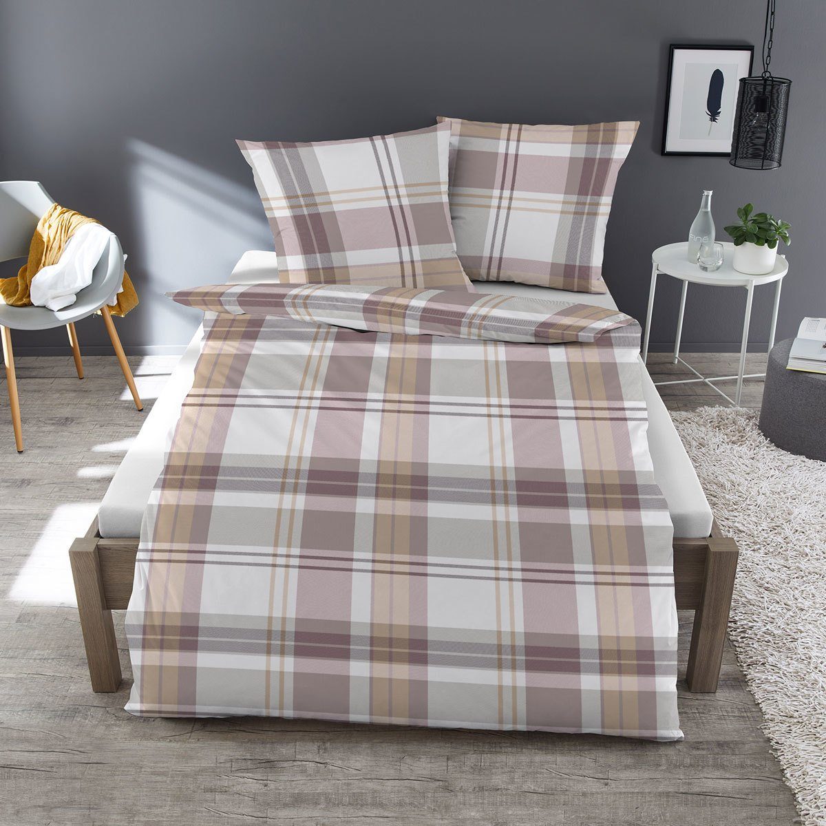 TRAUMSCHLAF Bettwäsche Rose, Biber, 2 teilig