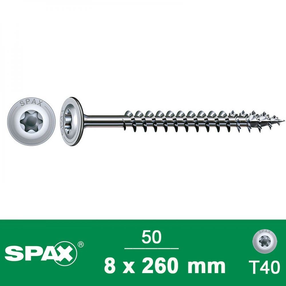 mm, 8 SPAX HI.Force Tellerkopf SPAX 260 St/Box x Wirox Spanplattenschraube 50