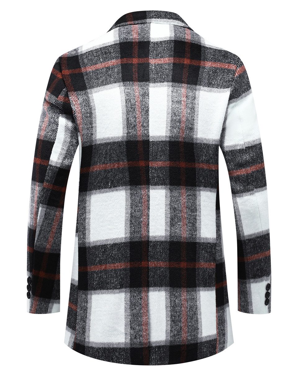 Allthemen Wollmantel mit Karomuster Kurzmantel im Regular Fit Warmer Wintermantel