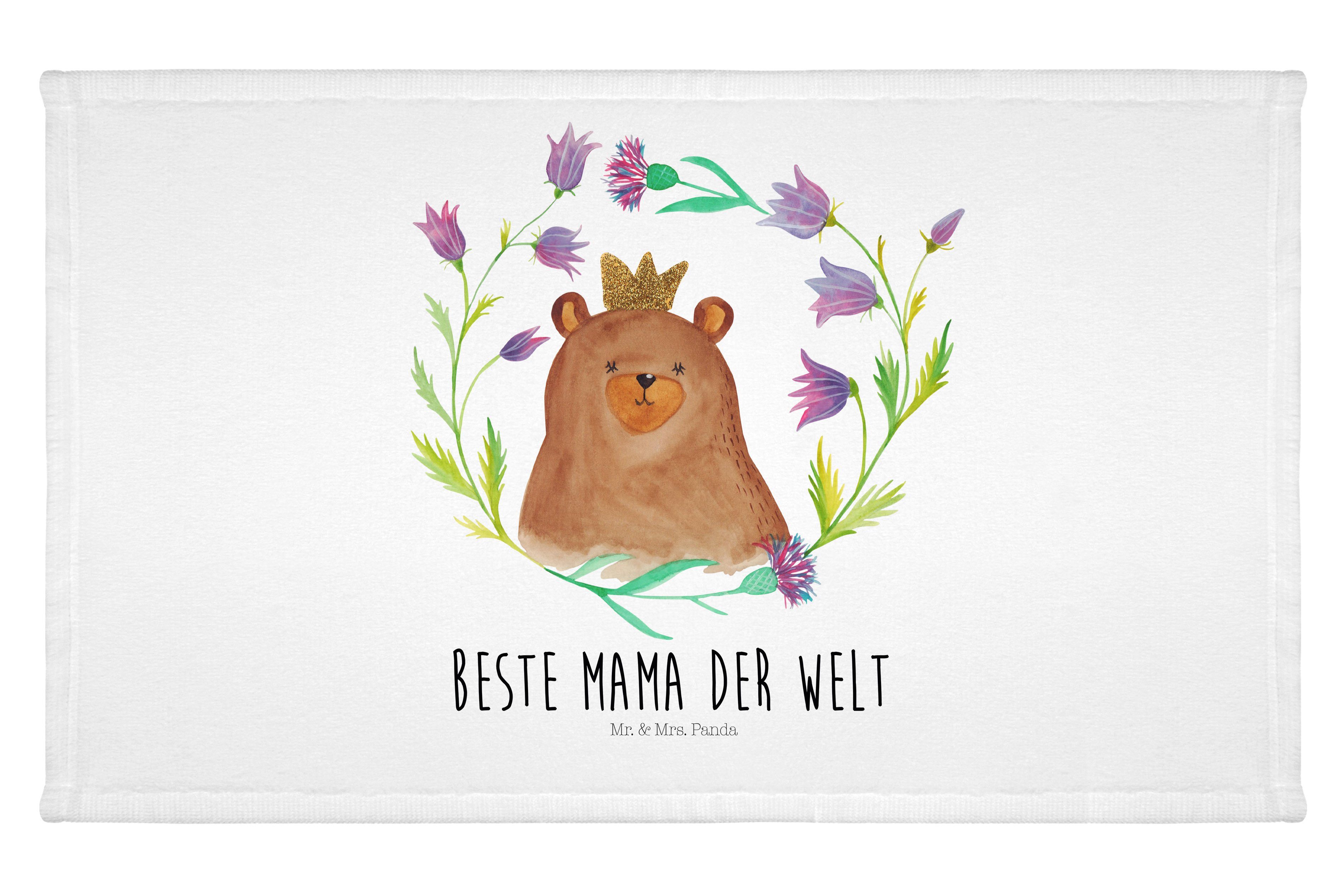 Handtuch & - Teddybär, Weiß - Muttertag, Handtuch, Mr. Panda Kinder Geschenk, Königin (1-St) Mrs. Bär