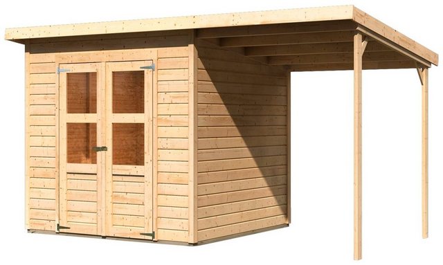 Karibu Gartenhaus Merseburg 4 212x220x214 cm Set mit Anbaudach