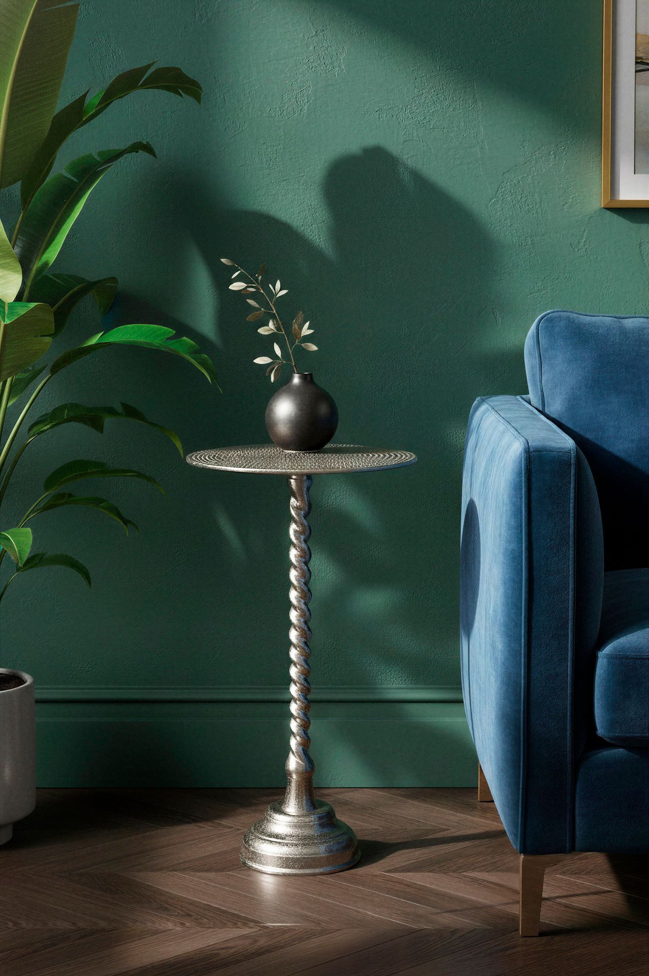 Wohnling Beistelltisch WL7.493 Beistelltisch Anstelltisch Metall Wohnzimmertisch Dekotisch (Stilvolle Ablage für moderne Wohnräume), Elegantes Möbelstück mit gedrehter Säule
