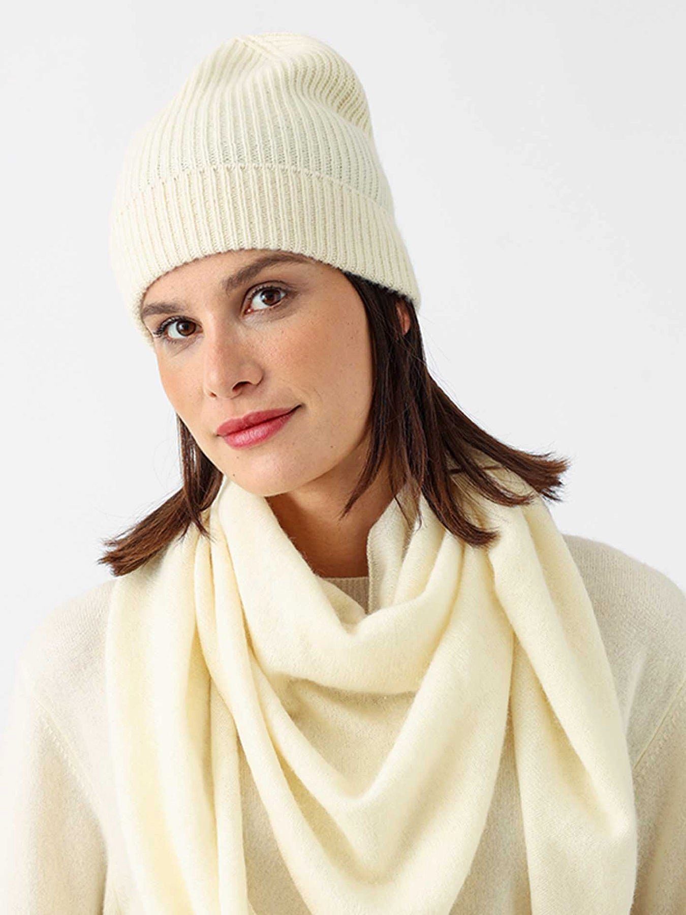 Zwillingsherz Beanie Ribbed Offwhite Cashmere Beanie 100