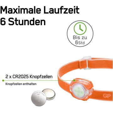 GP Batteries LED Stirnlampe Stirnlampe GP CH31 40lumen inkl. 2x CR2025 Lithium Knopfzellen Orange