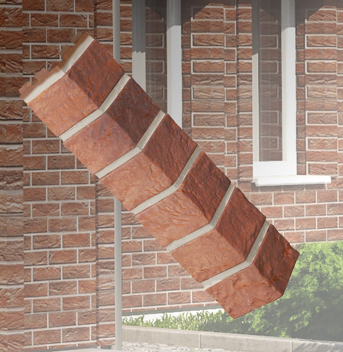 Modura Verkleidungspaneel ModuraWal Brick Außenecke Fassadenabschluss red, BxL: 92x420 cm, (1-tlg)
